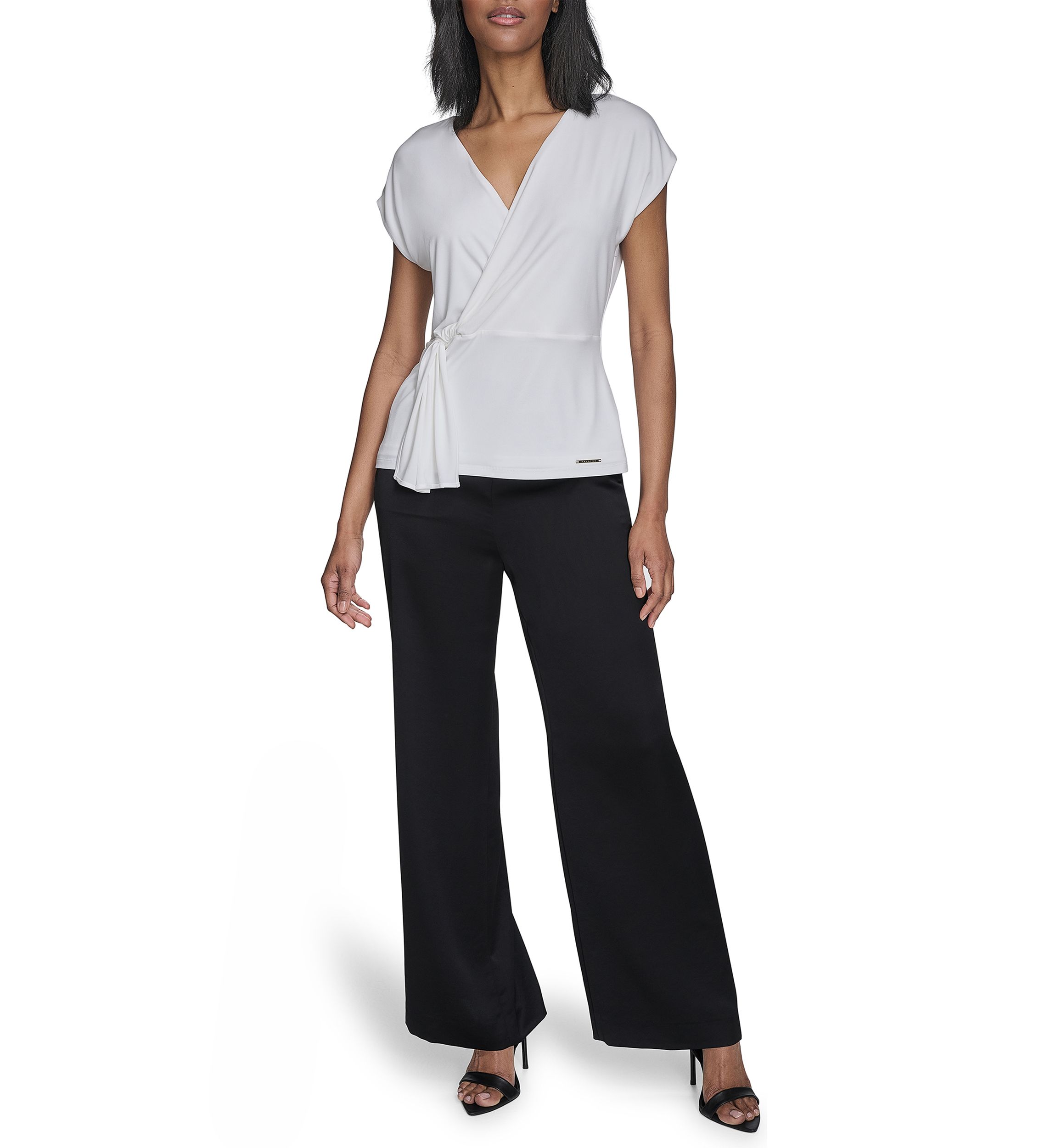 Womens Short Sleeve Side Sash Jersey Top 