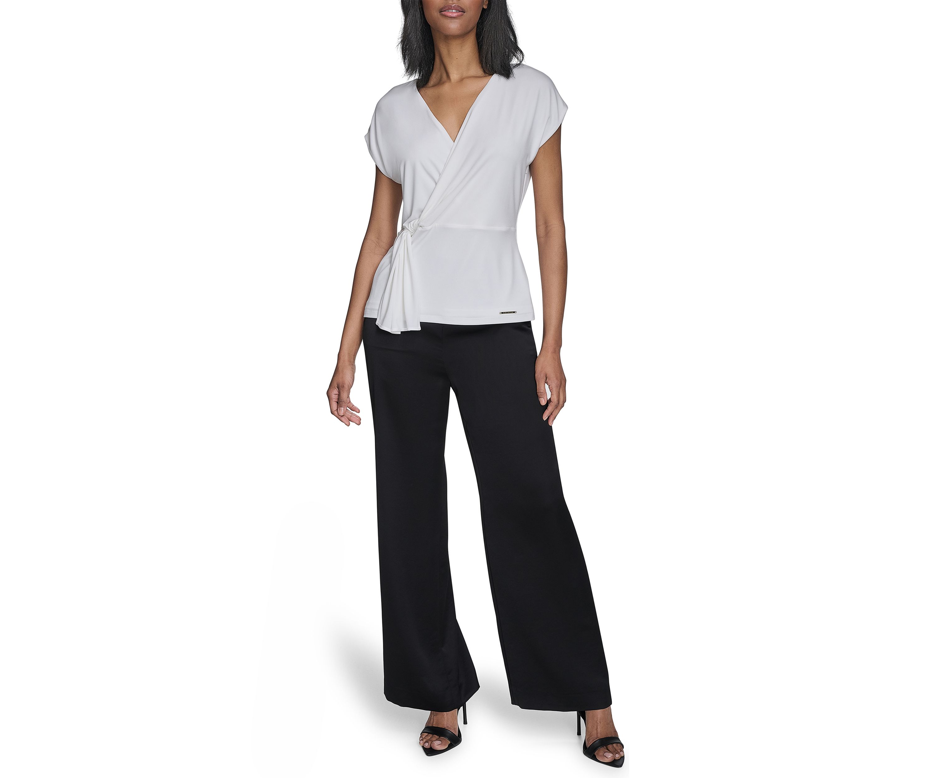 Womens Short Sleeve Side Sash Jersey Top 