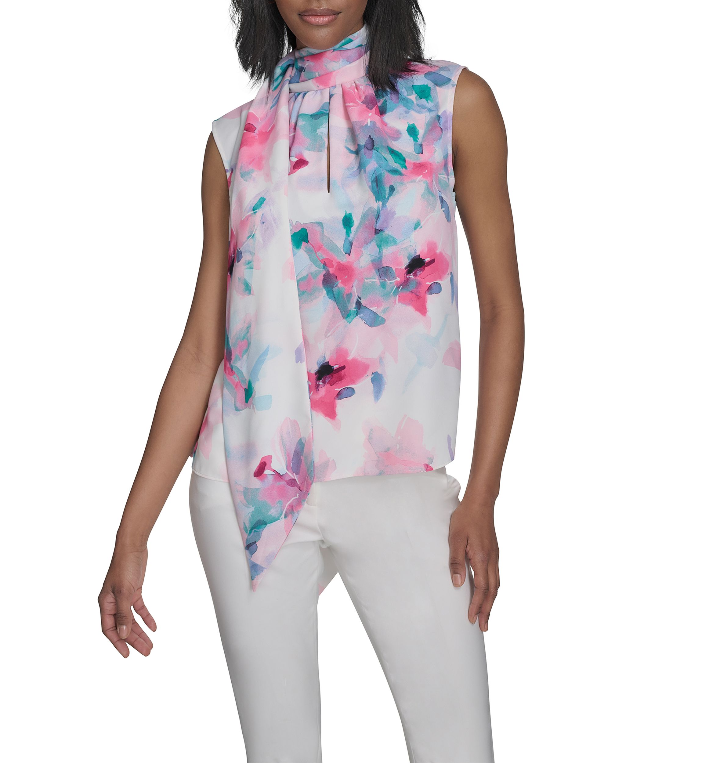 Womens Back Bow Sleeveless Tie Blouse