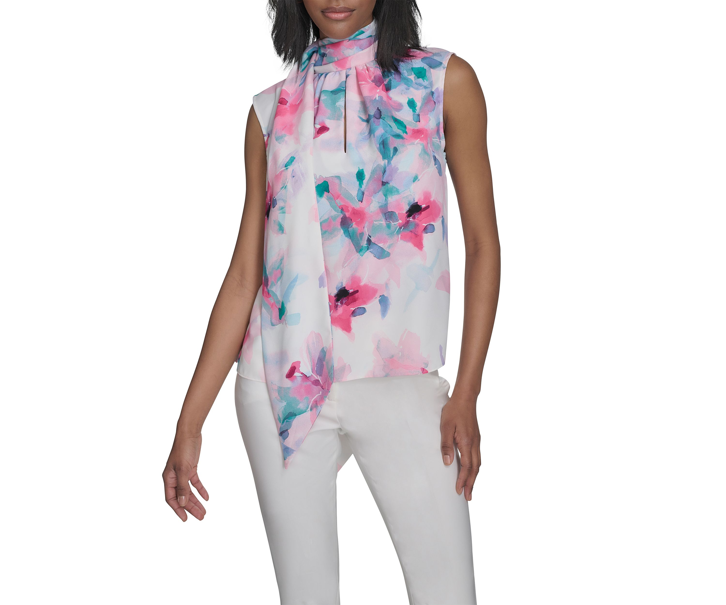 Womens Back Bow Sleeveless Tie Blouse