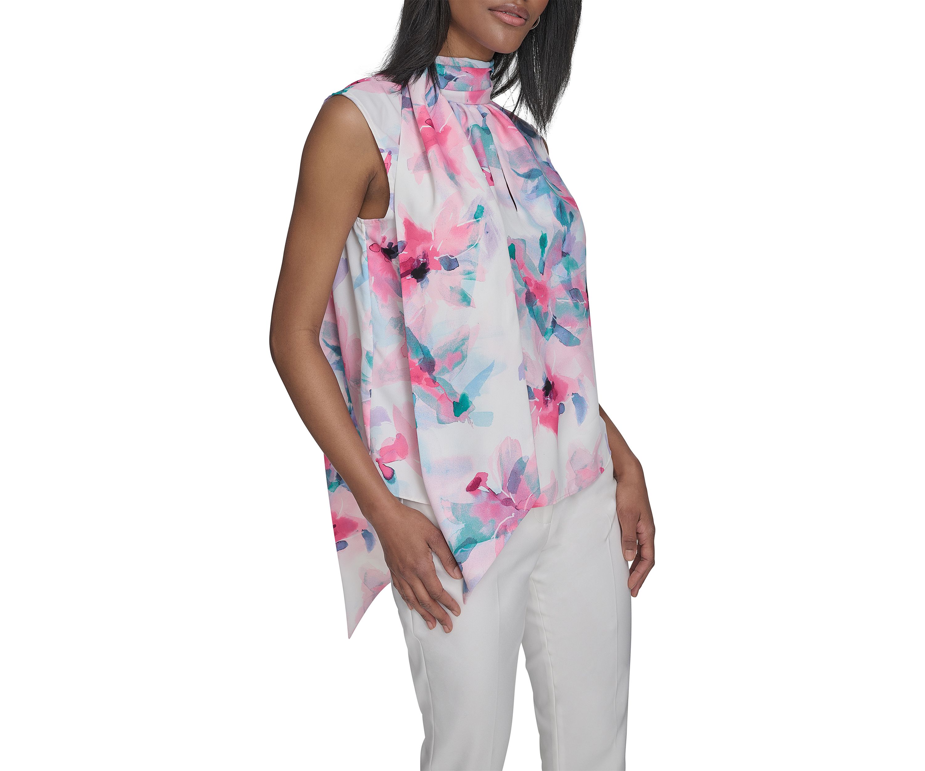 Womens Back Bow Sleeveless Tie Blouse