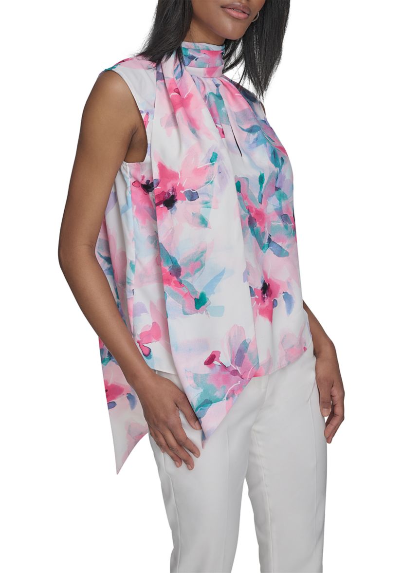 Womens Back Bow Sleeveless Tie Blouse