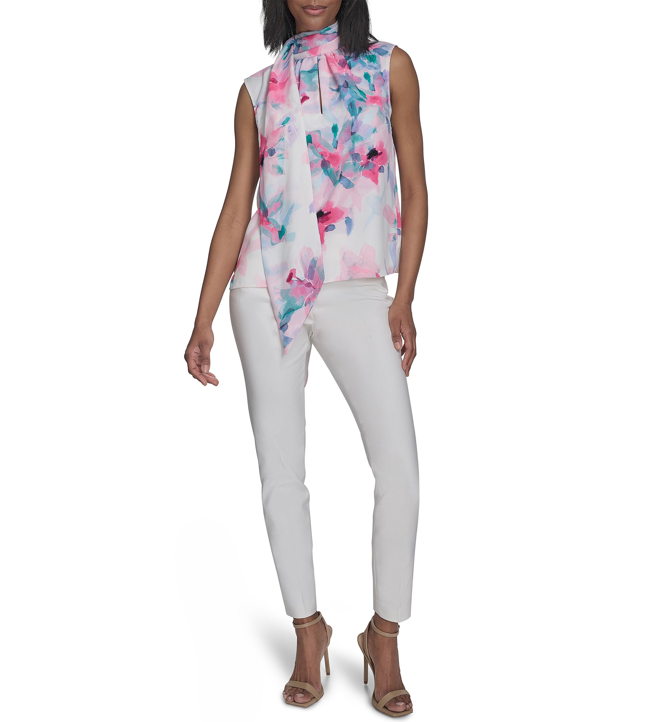 Womens Back Bow Sleeveless Tie Blouse