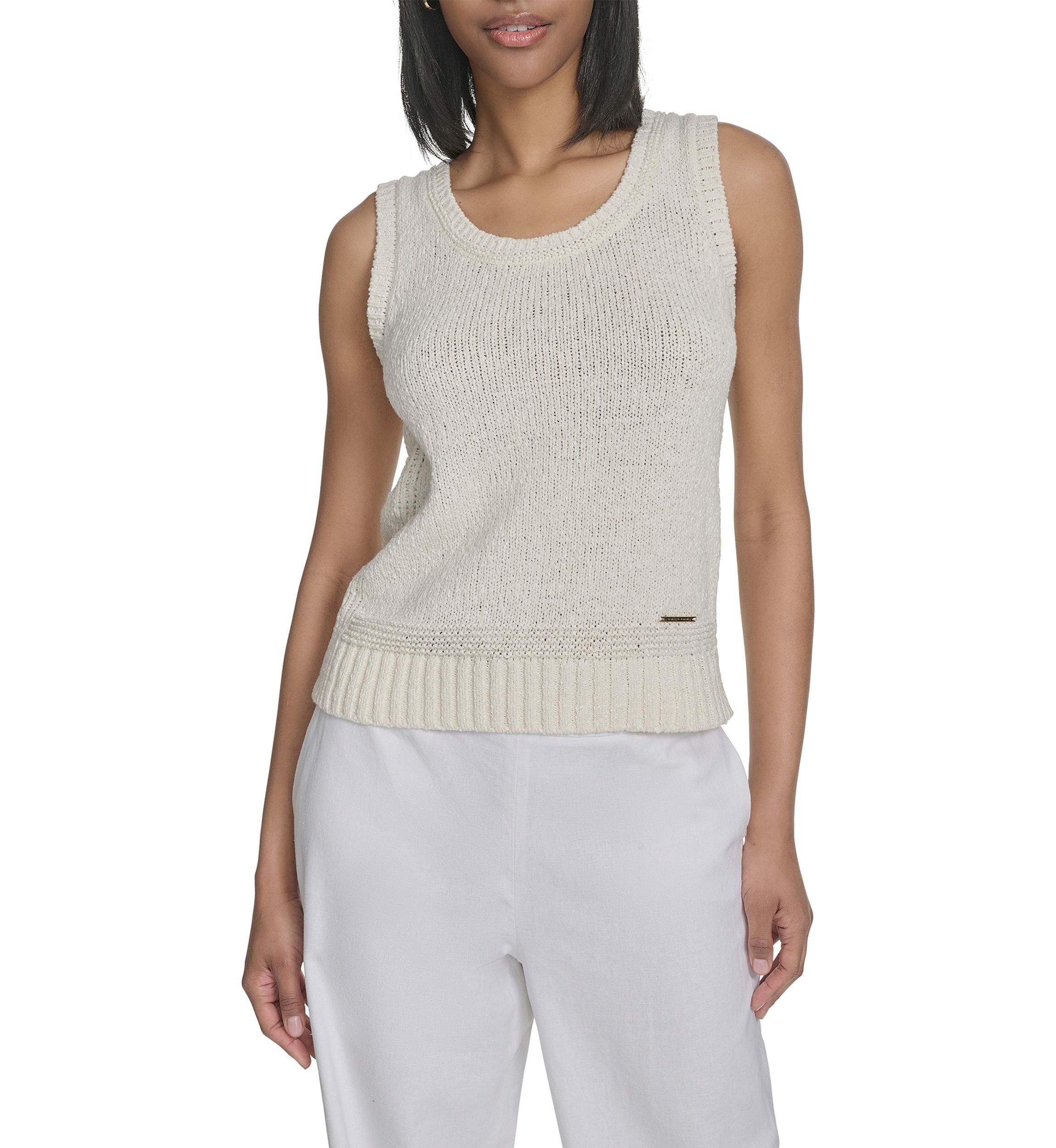 Womens Ribbed Trim Knit Tank