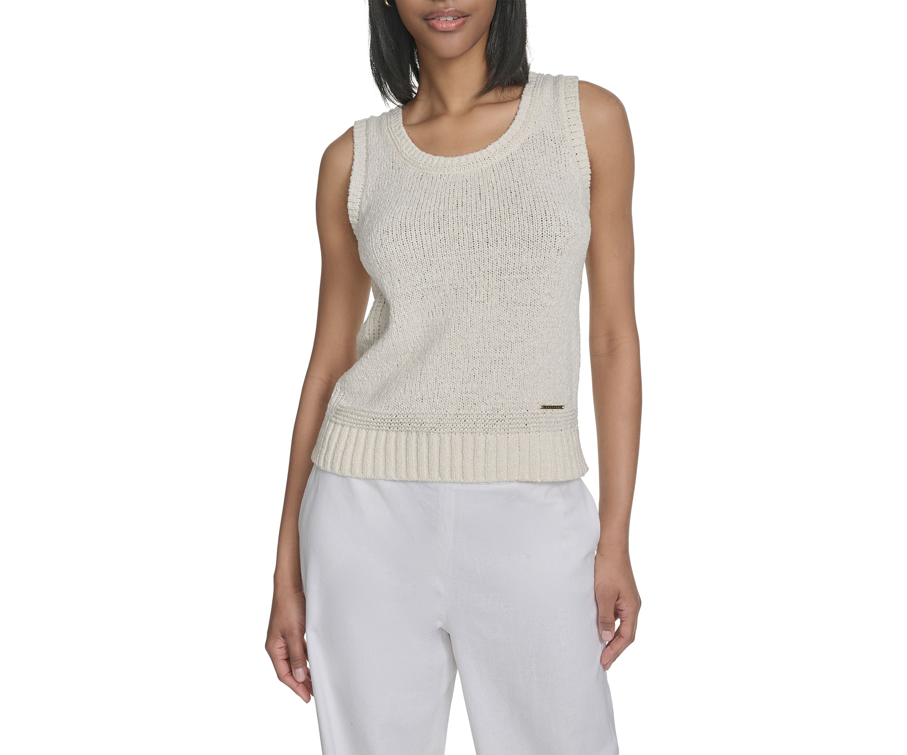 Womens Ribbed Trim Knit Tank