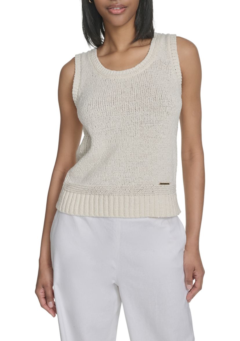 Womens Ribbed Trim Knit Tank