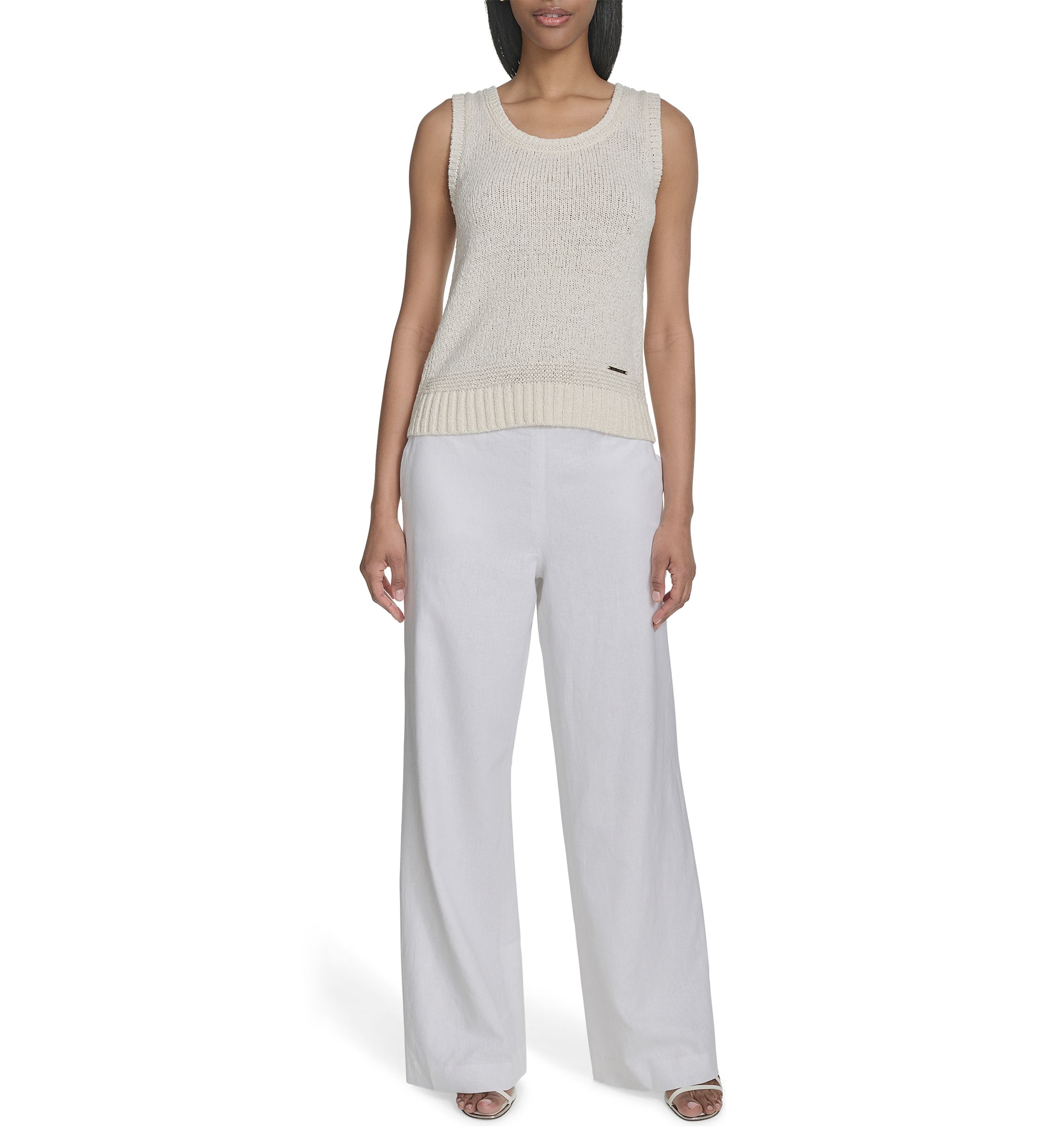 Womens Ribbed Trim Knit Tank