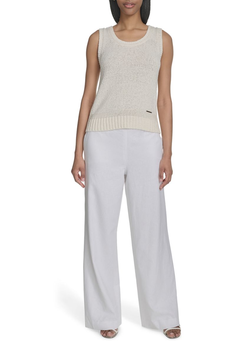 Womens Ribbed Trim Knit Tank
