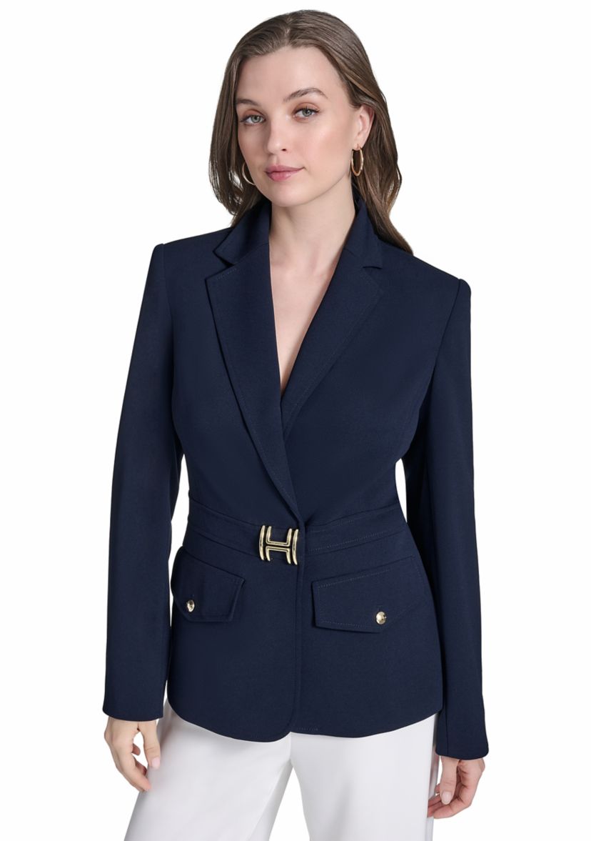 Womens Center Snap Double Pocket Suit Separate Jacket