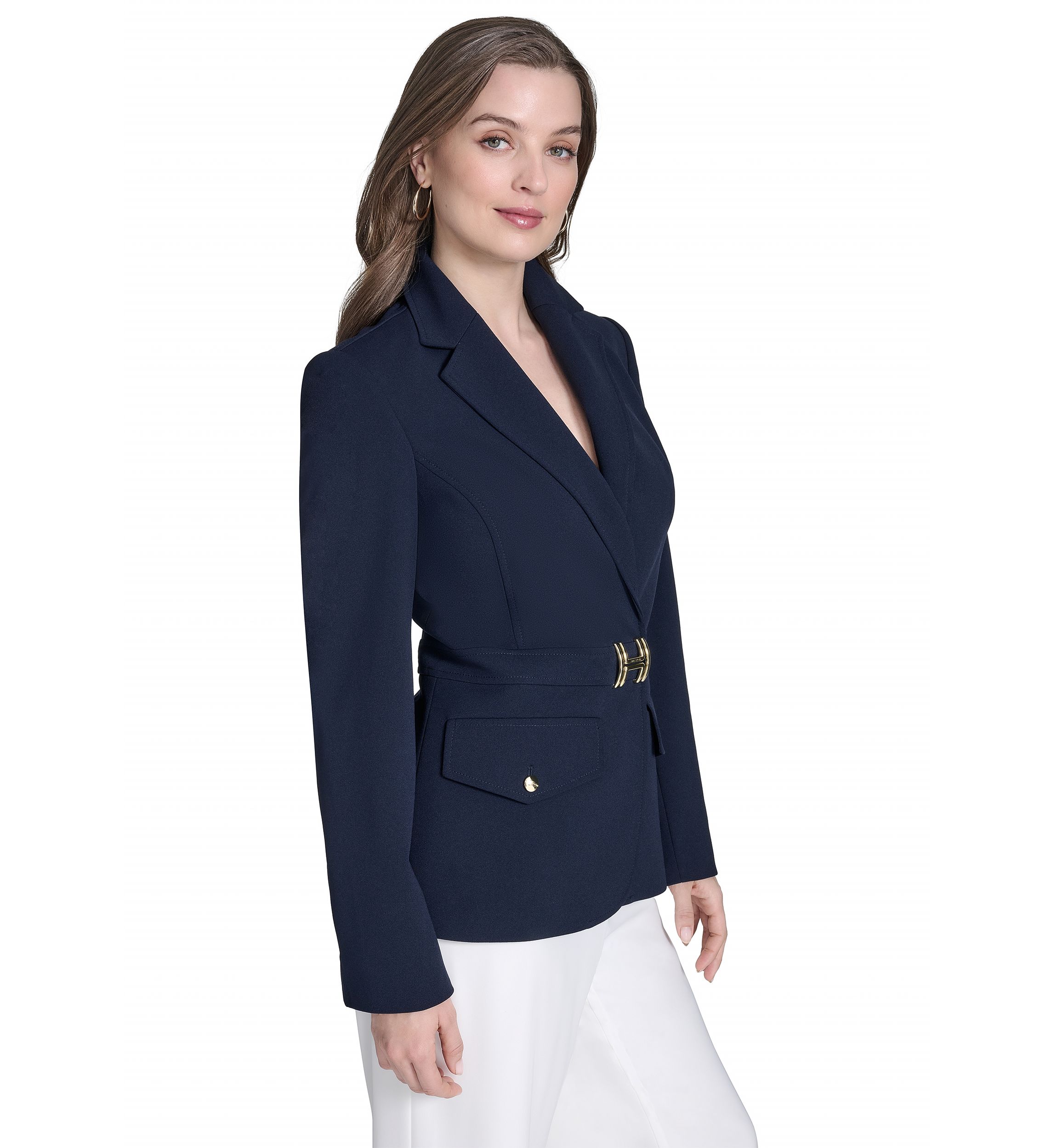 Womens Center Snap Double Pocket Suit Separate Jacket