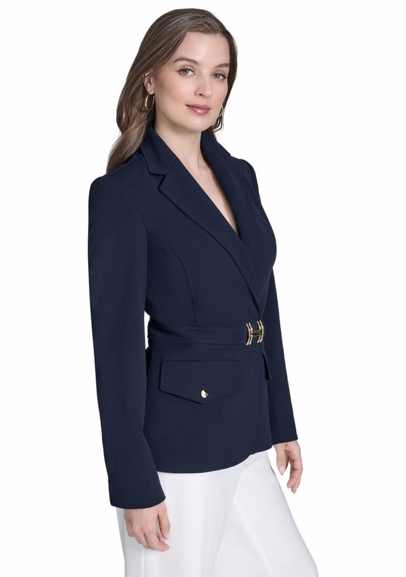 Womens Center Snap Double Pocket Suit Separate Jacket