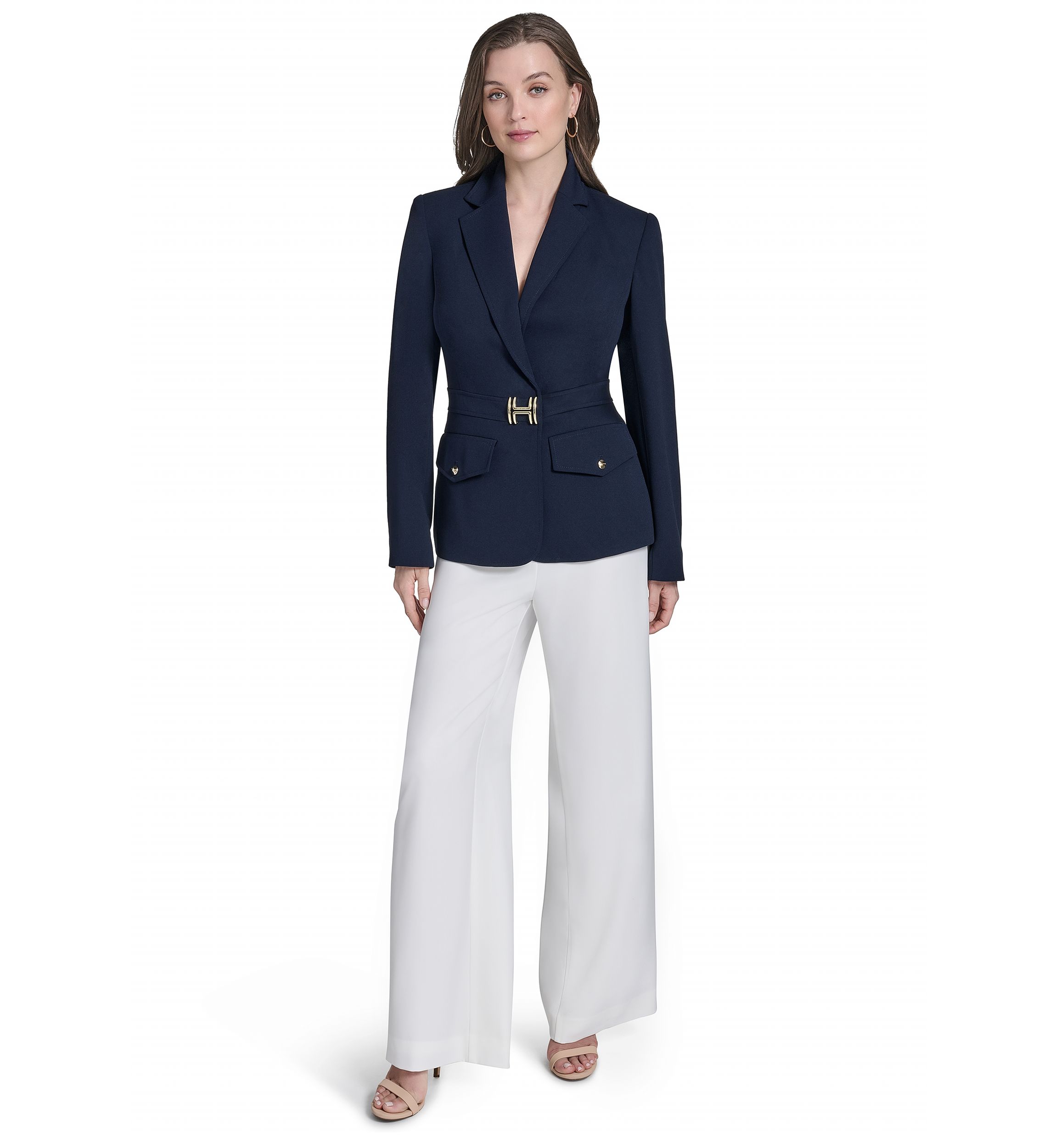Womens Center Snap Double Pocket Suit Separate Jacket