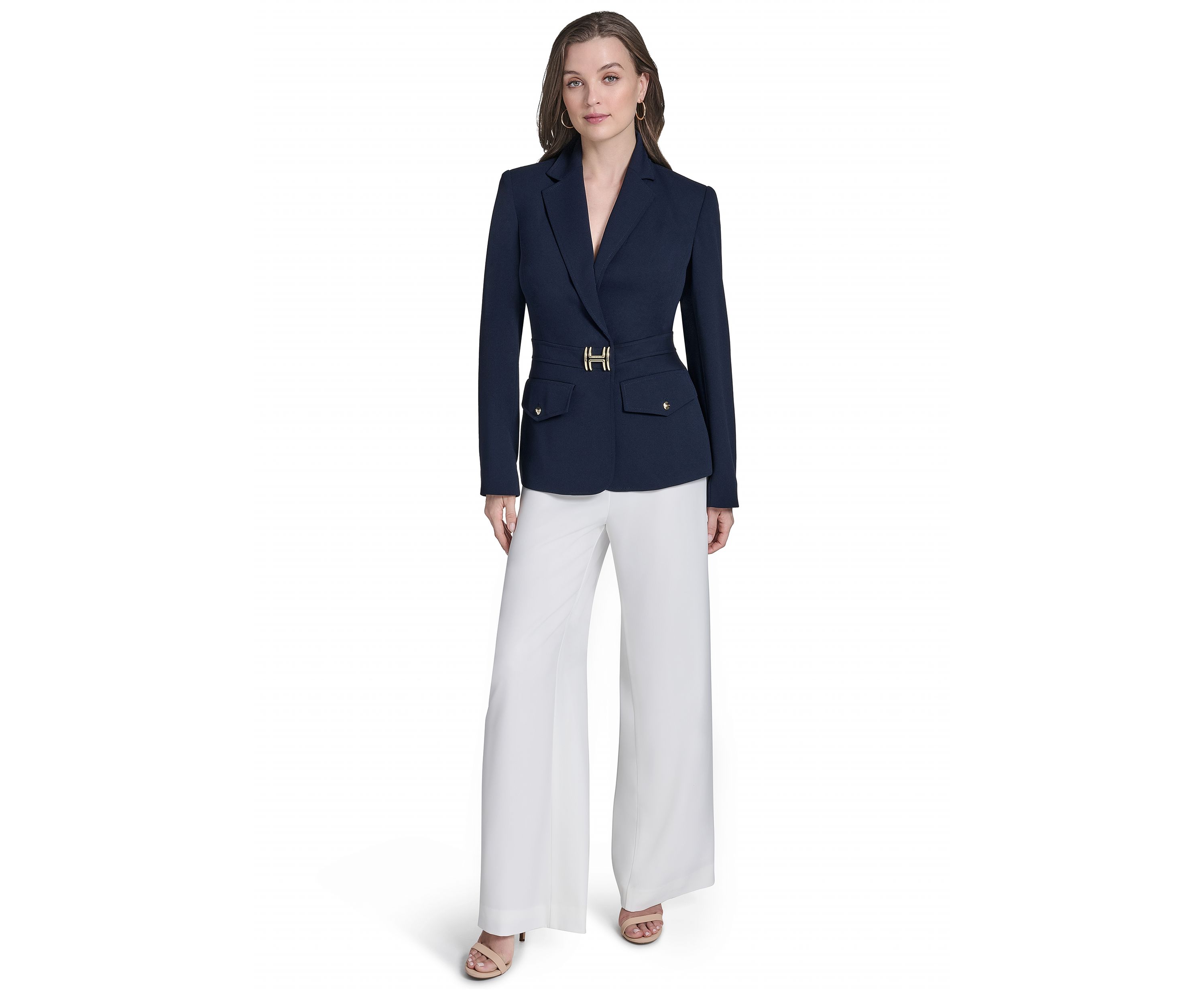 Womens Center Snap Double Pocket Suit Separate Jacket