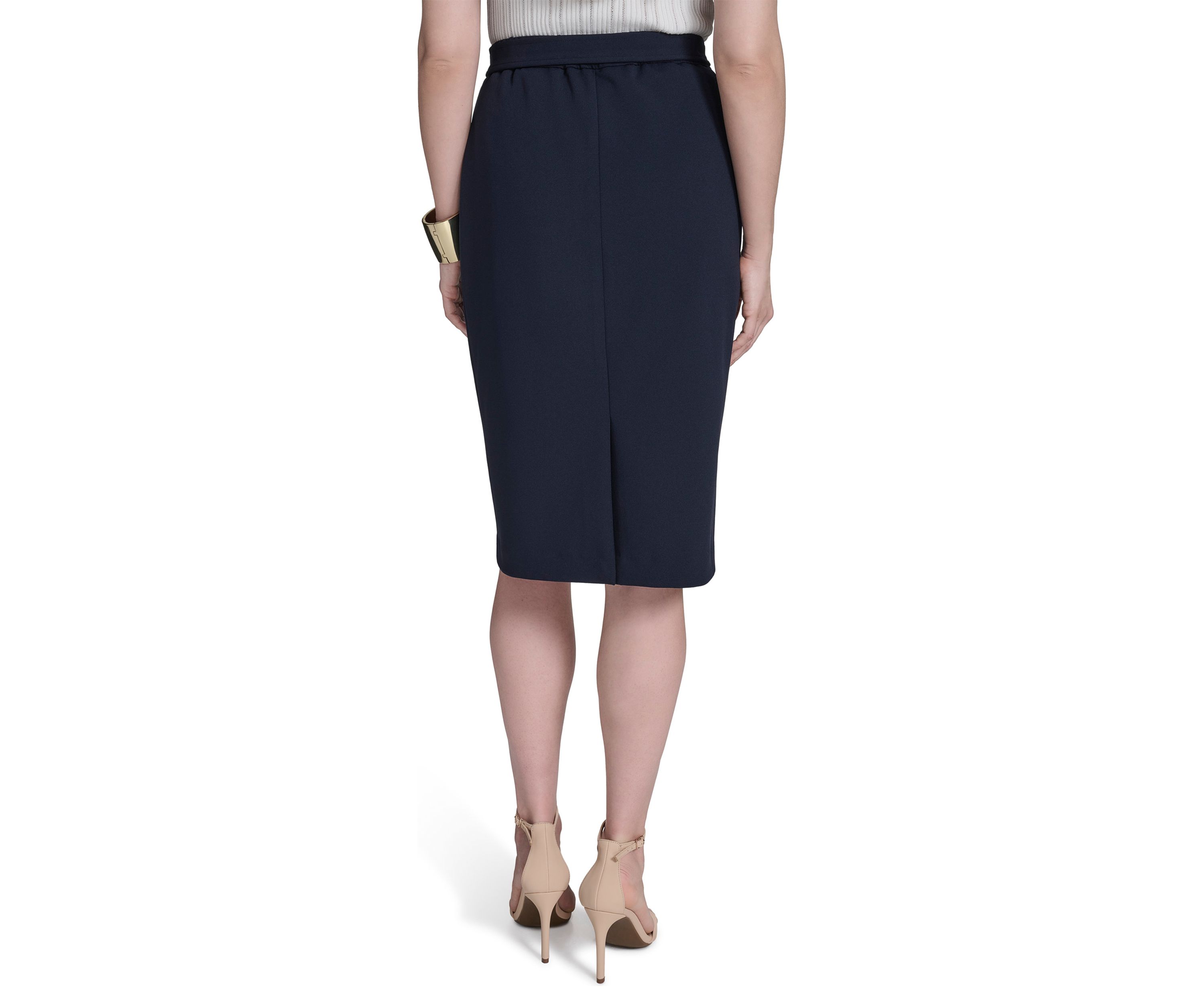 Womens Snap Belt Pencil Skirt