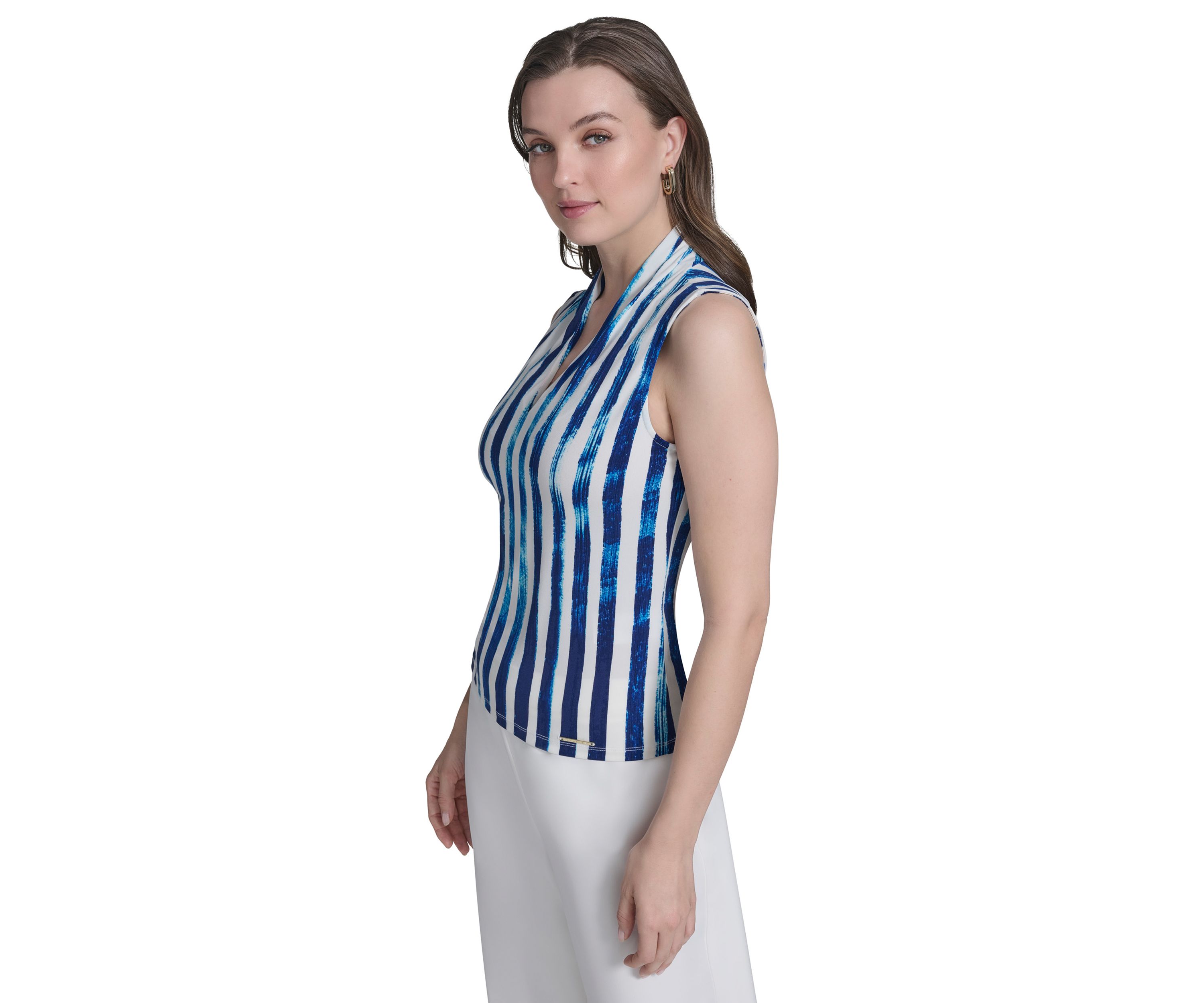 Womens Stripe Printed Jersey Top