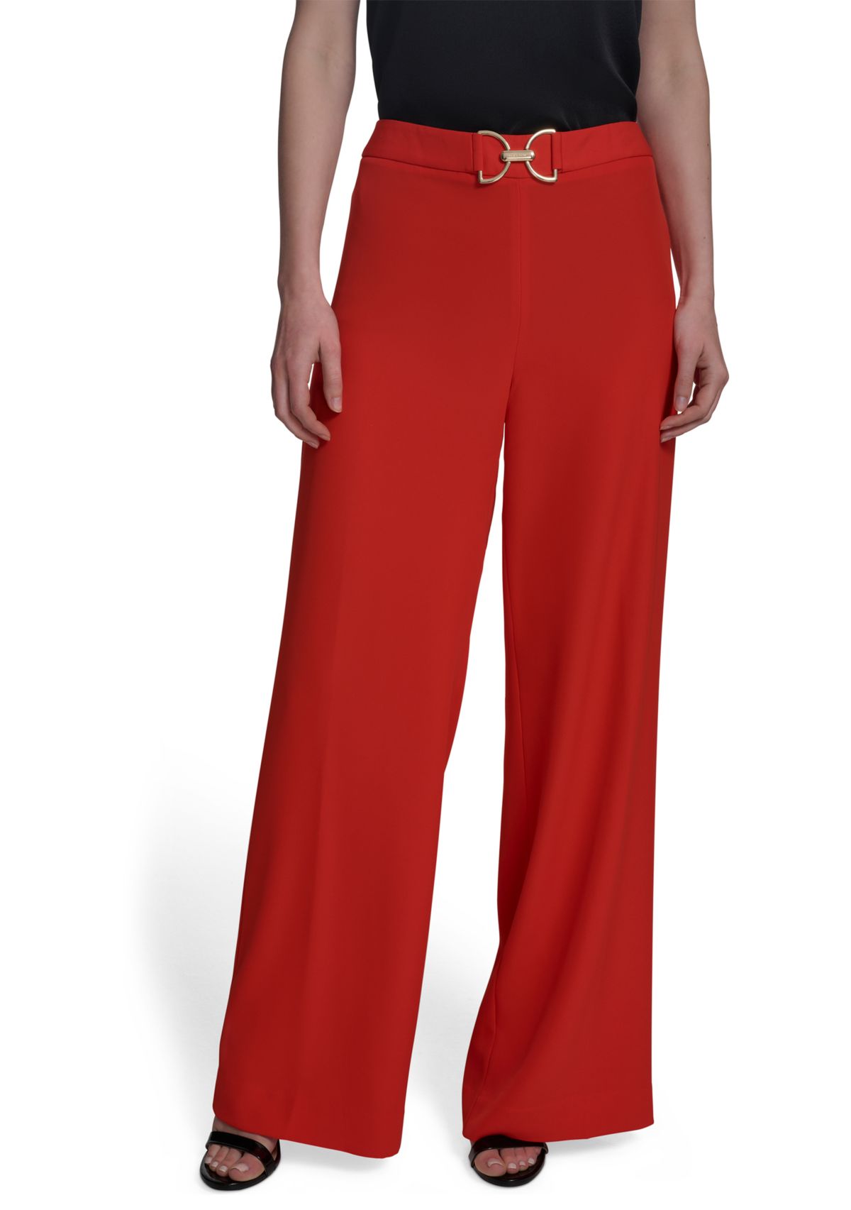 Womens Hardware Front Wide Leg Pants