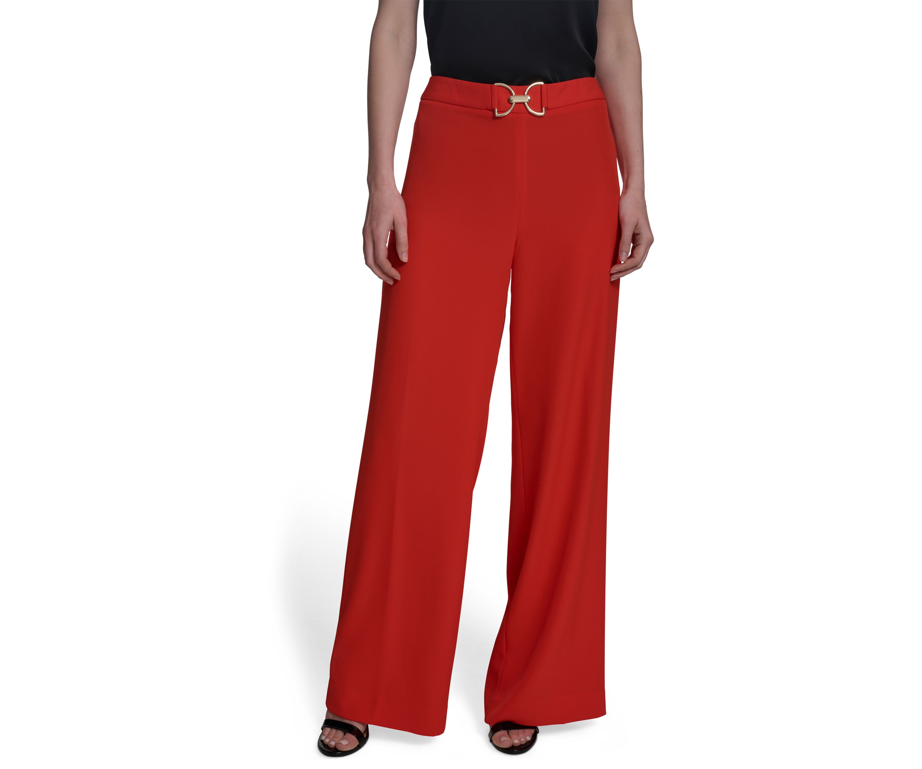 Womens Hardware Front Wide Leg Pants