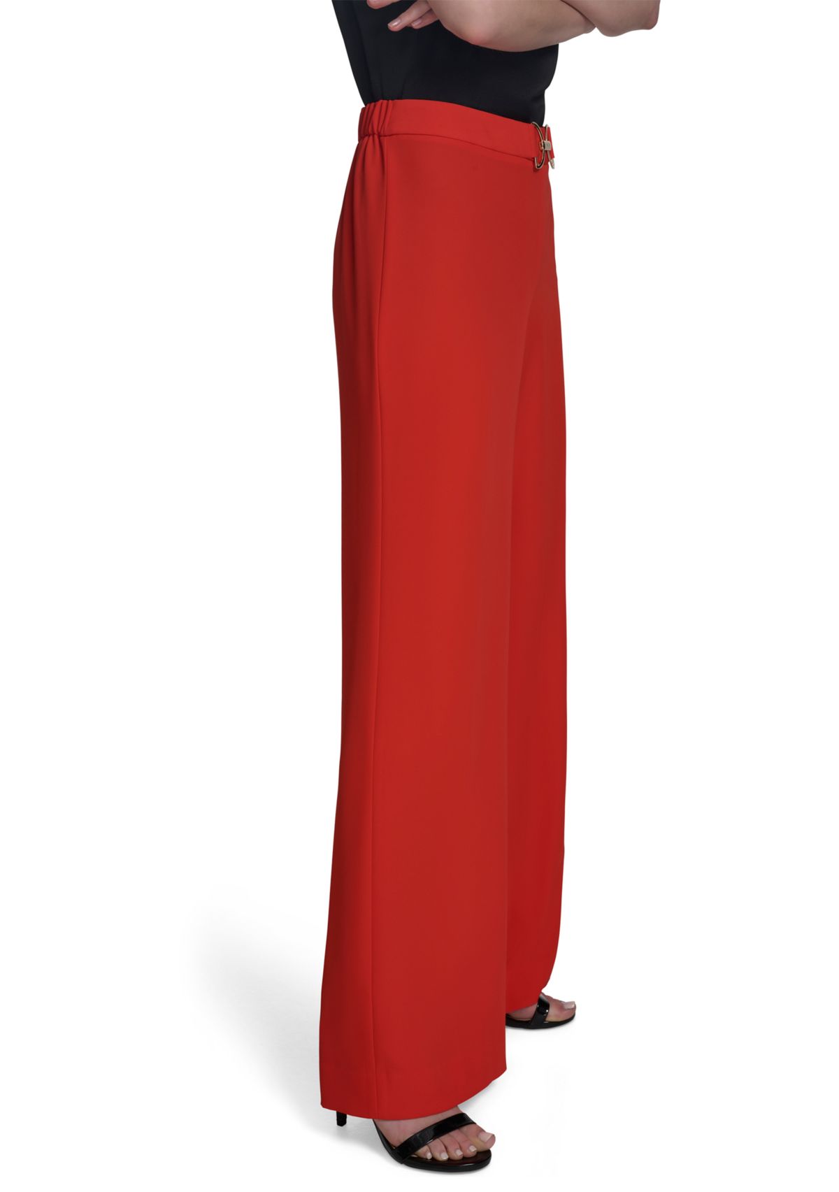 Womens Hardware Front Wide Leg Pants