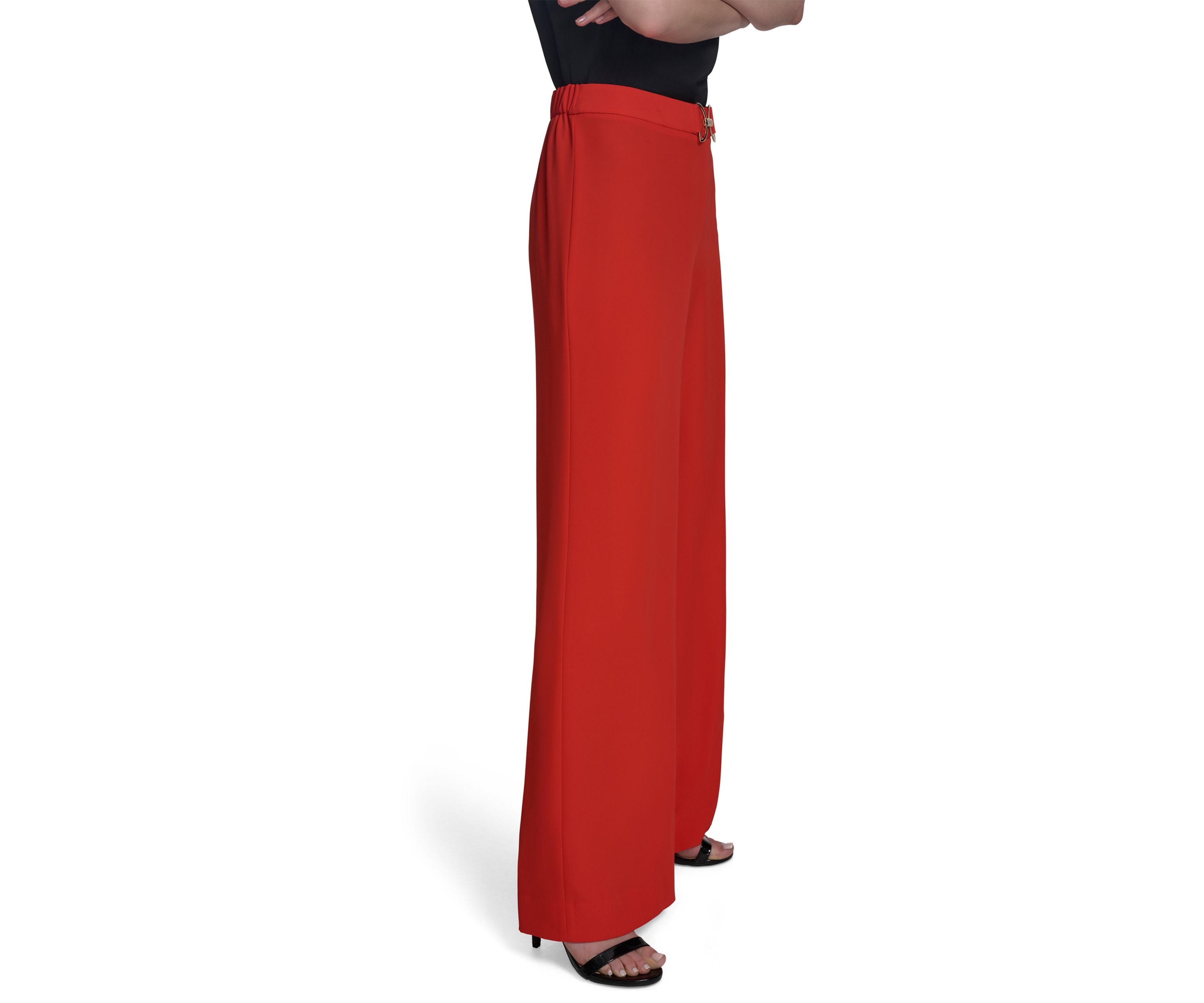 Womens Hardware Front Wide Leg Pants
