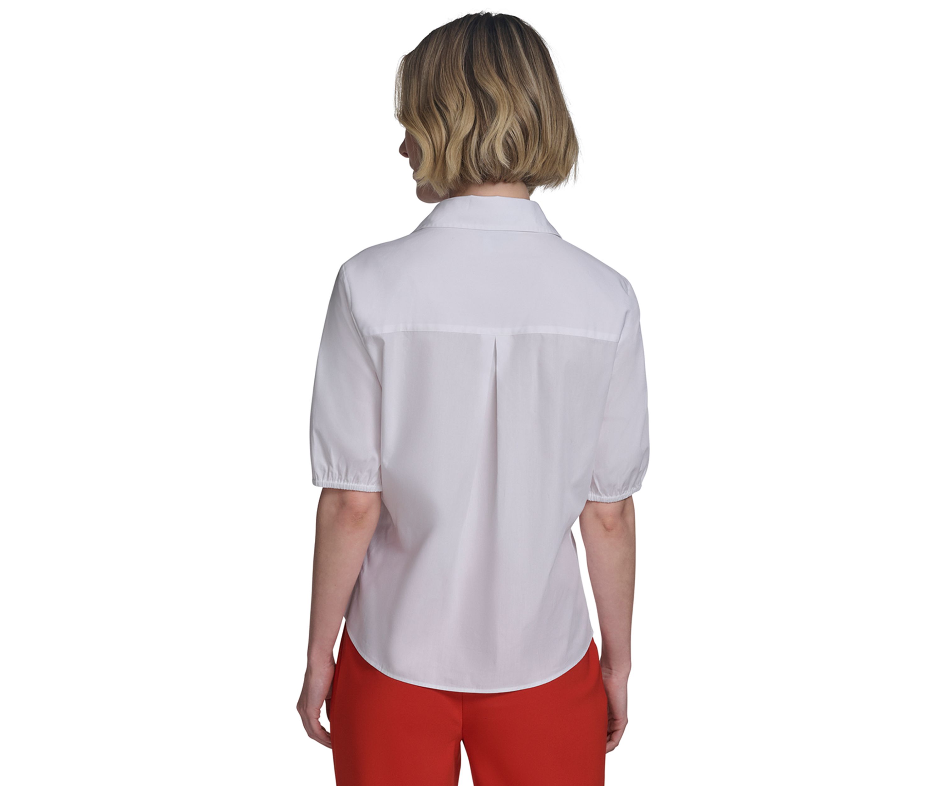 Womens Cinched Button Front Top