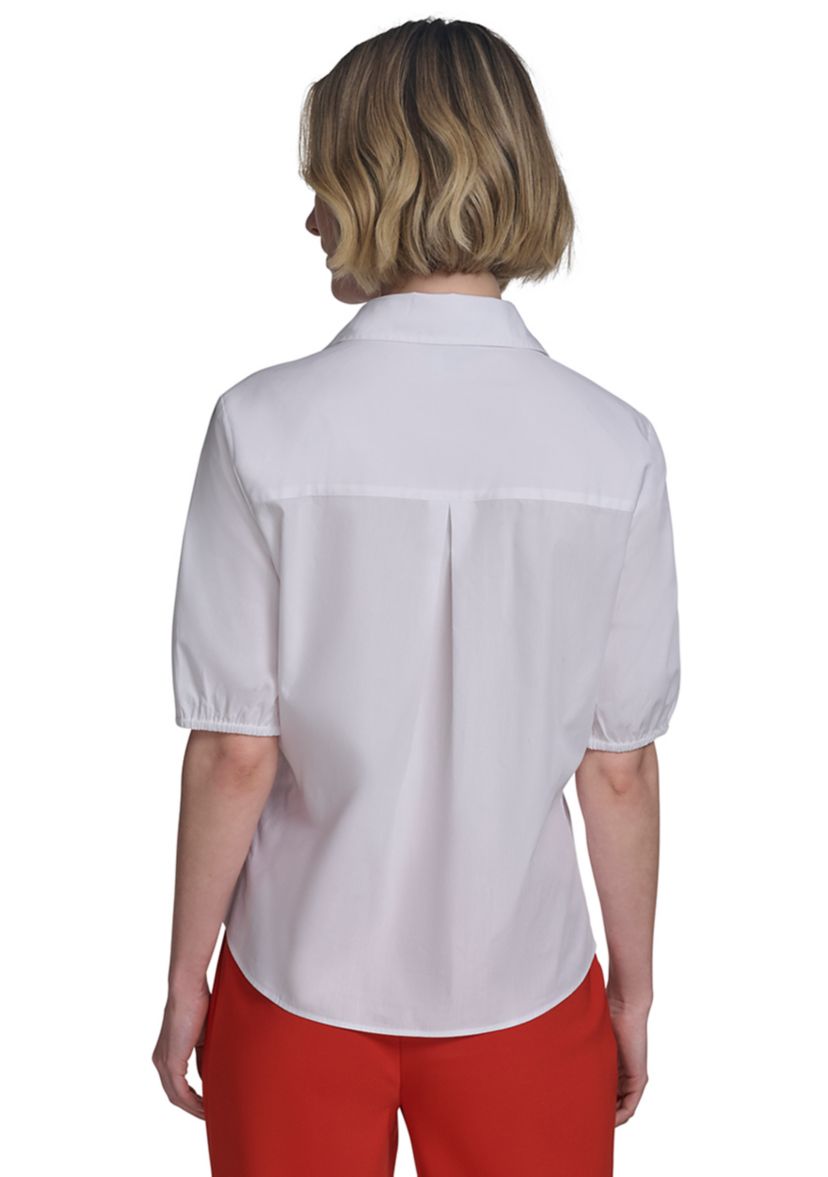 Womens Cinched Button Front Top