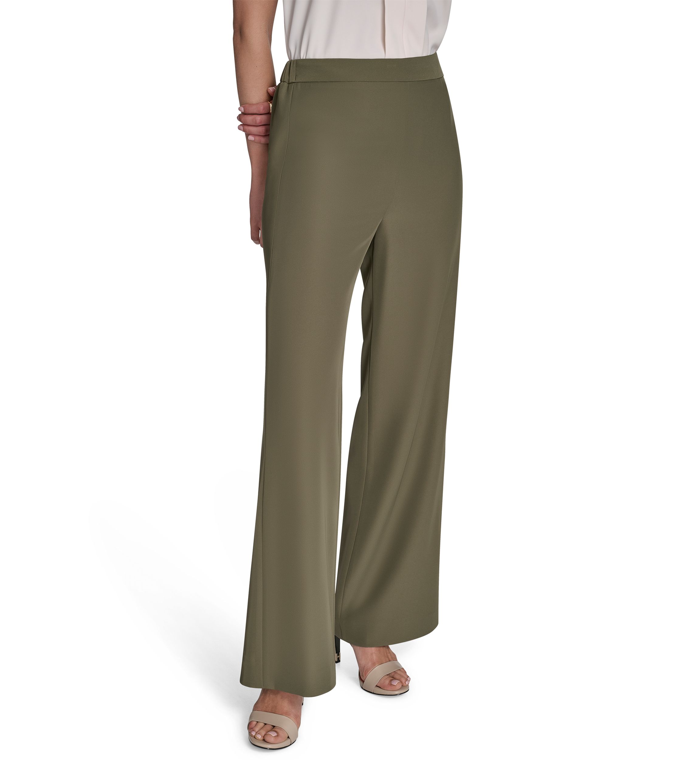 Womens Soft Suiting Wide Leg Pull On Pants
