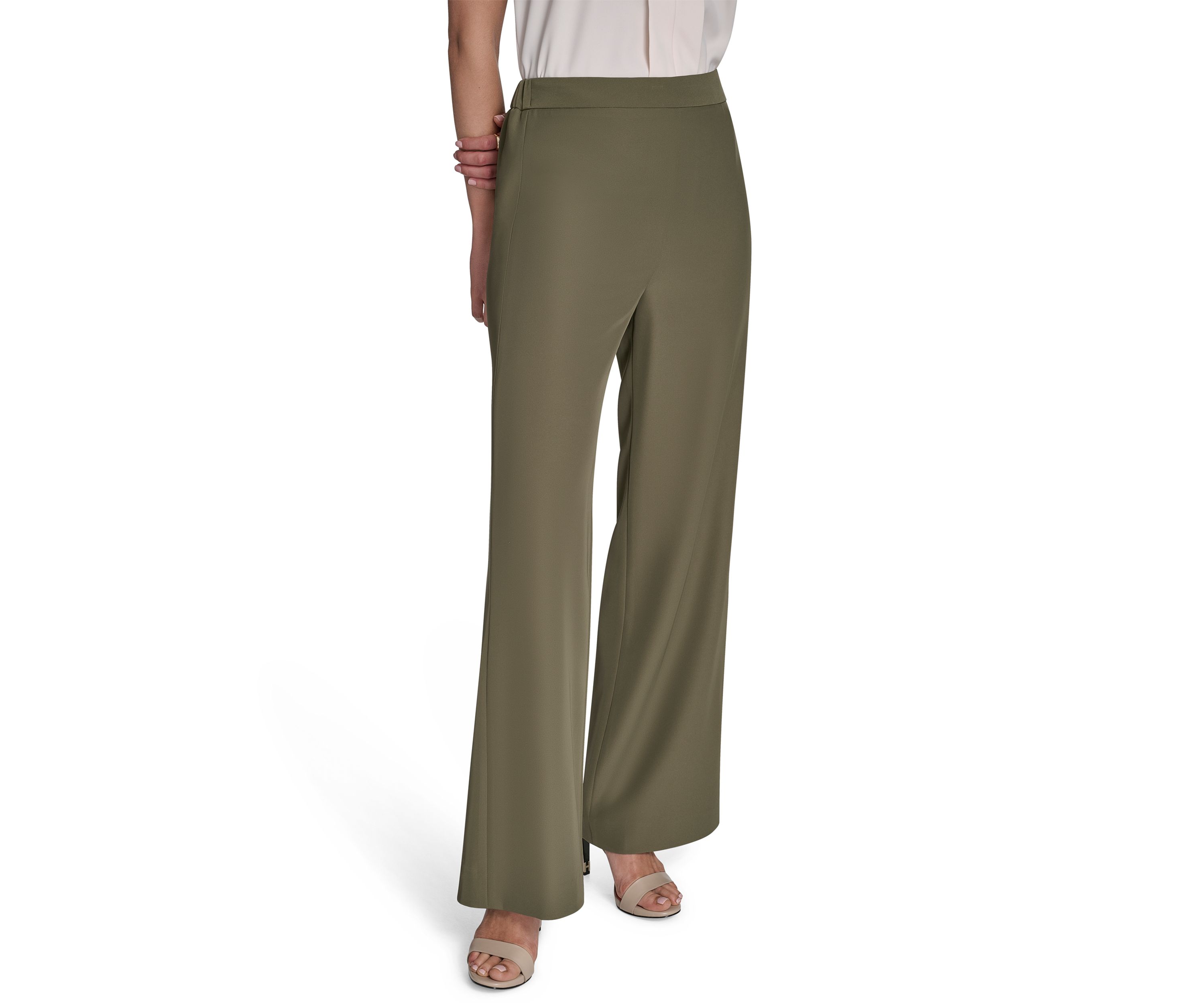 Womens Soft Suiting Wide Leg Pull On Pants