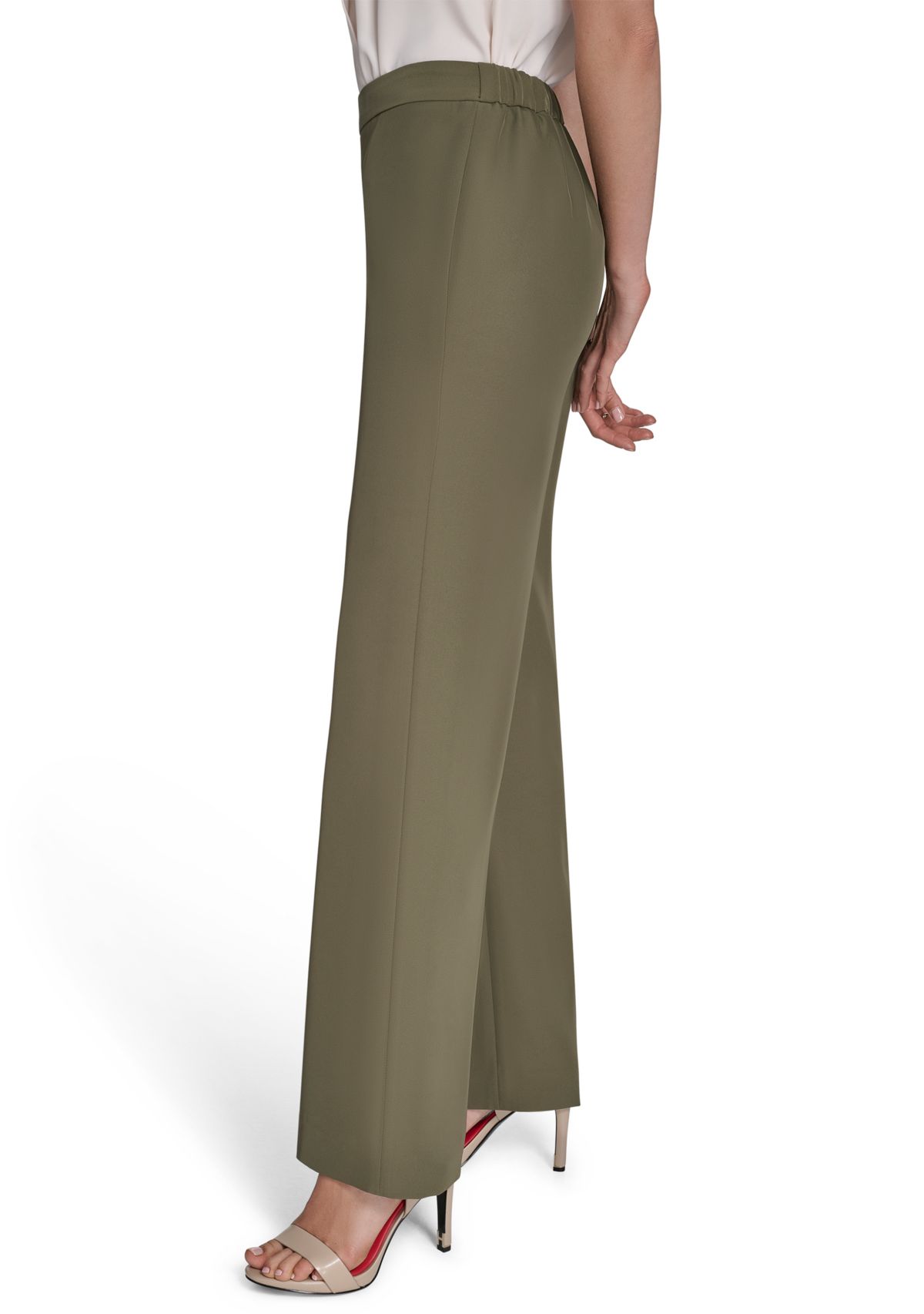 Womens Soft Suiting Wide Leg Pull On Pants