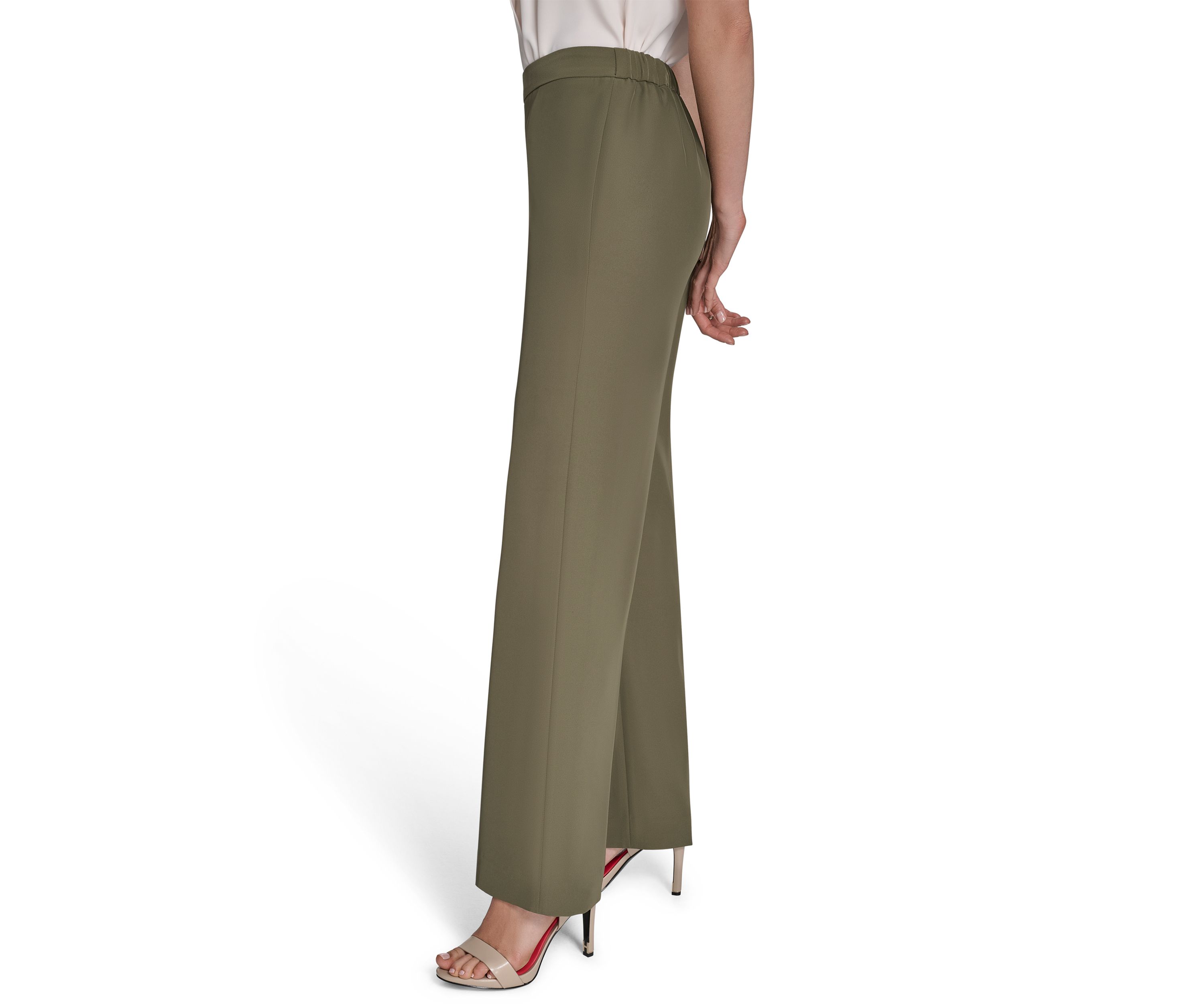 Womens Soft Suiting Wide Leg Pull On Pants