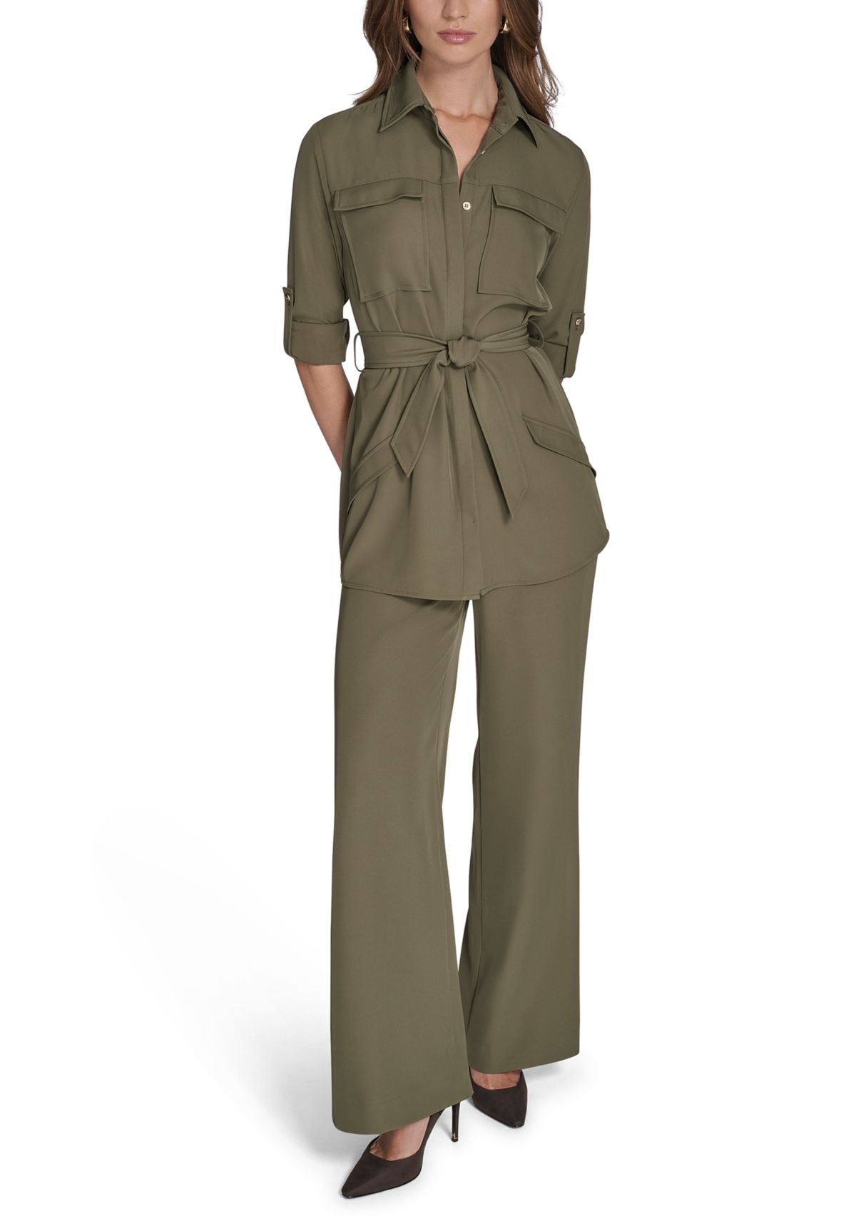 Womens Soft Suiting Belted Blazer