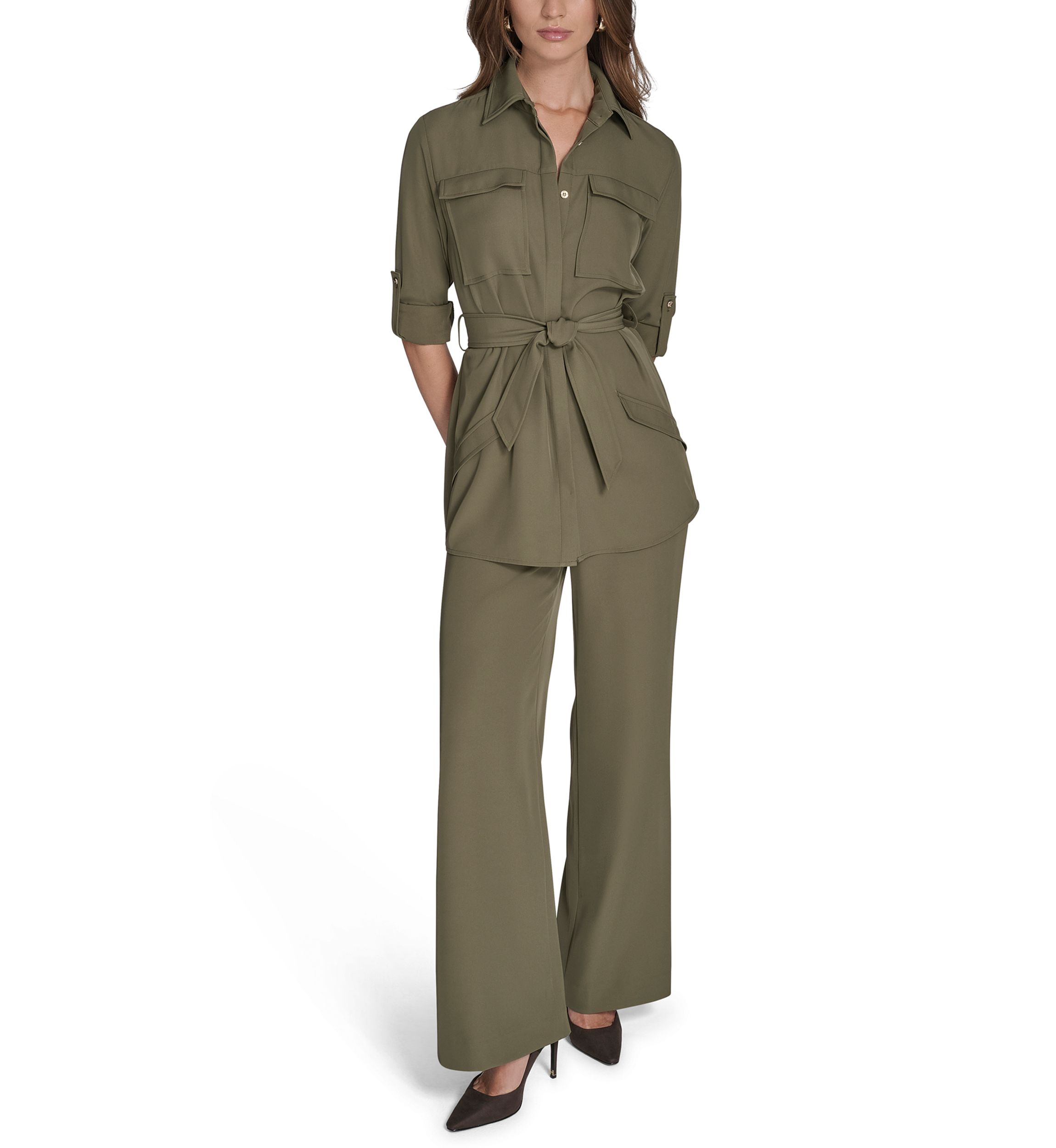 Womens Soft Suiting Belted Blazer