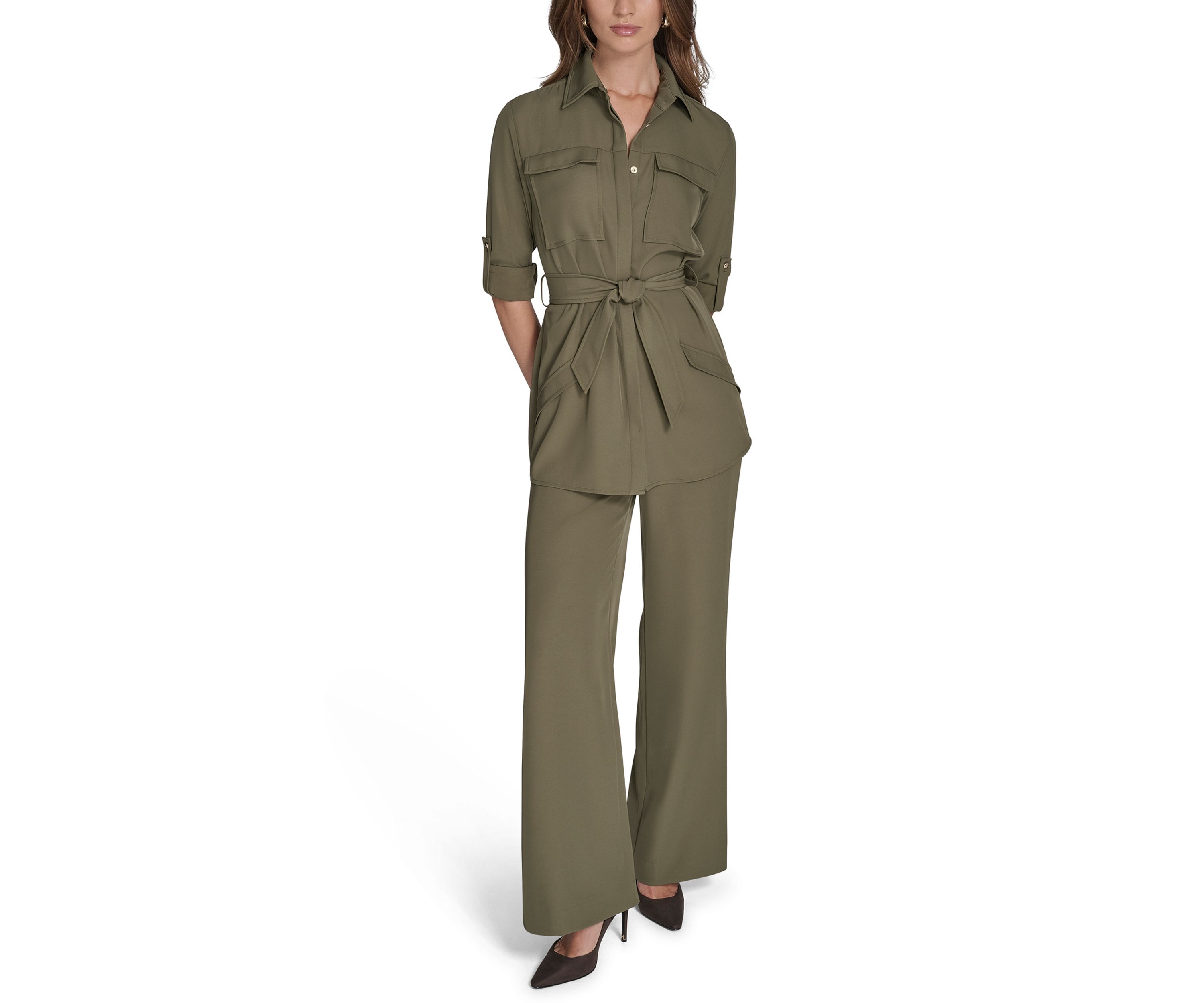 Womens Soft Suiting Belted Blazer