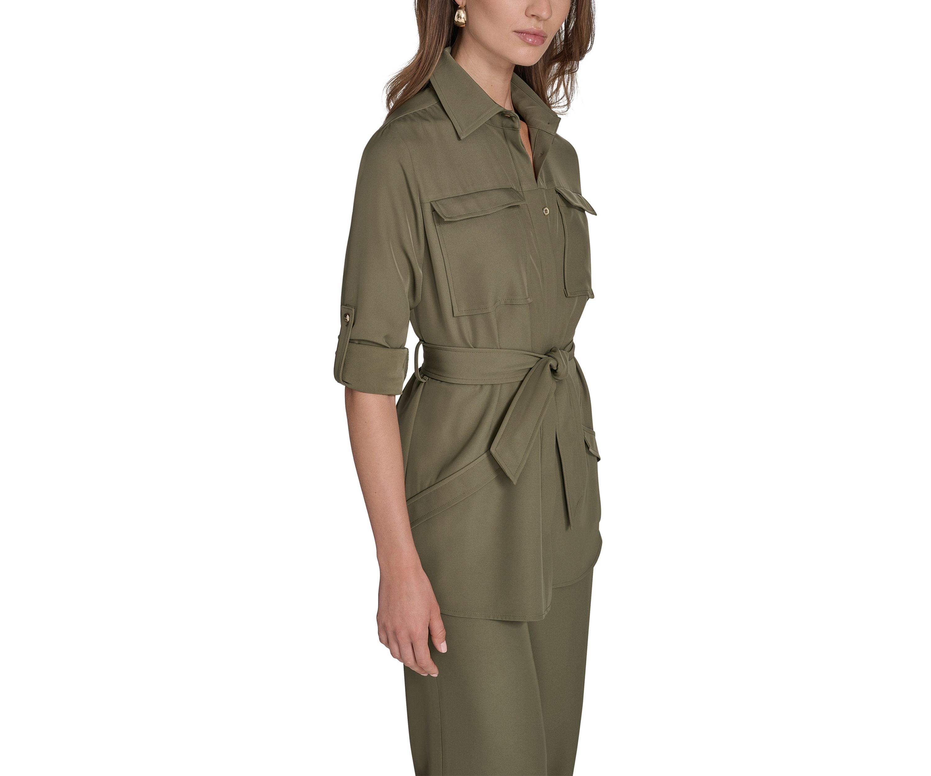 Womens Soft Suiting Belted Blazer