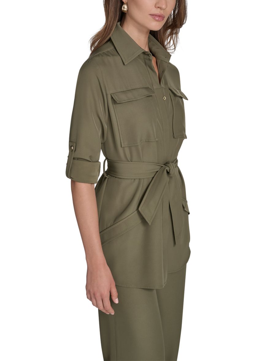 Womens Soft Suiting Belted Blazer