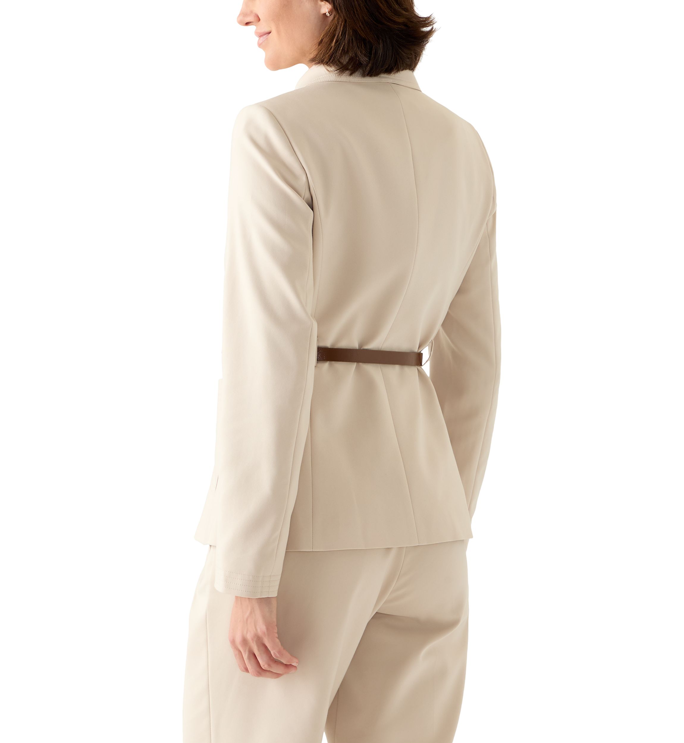 Womens Belted Button Up Blazer