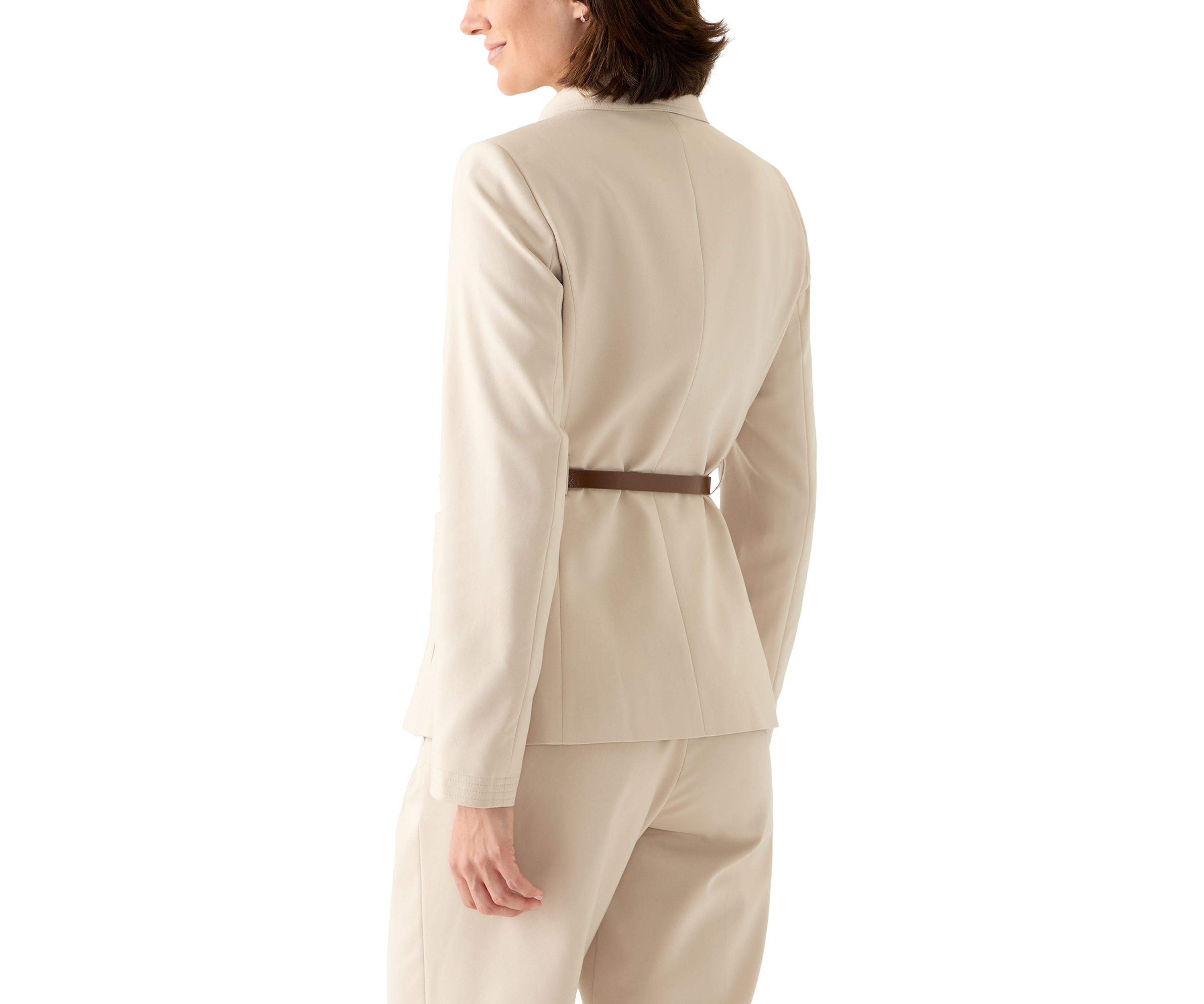 Womens Belted Button Up Blazer