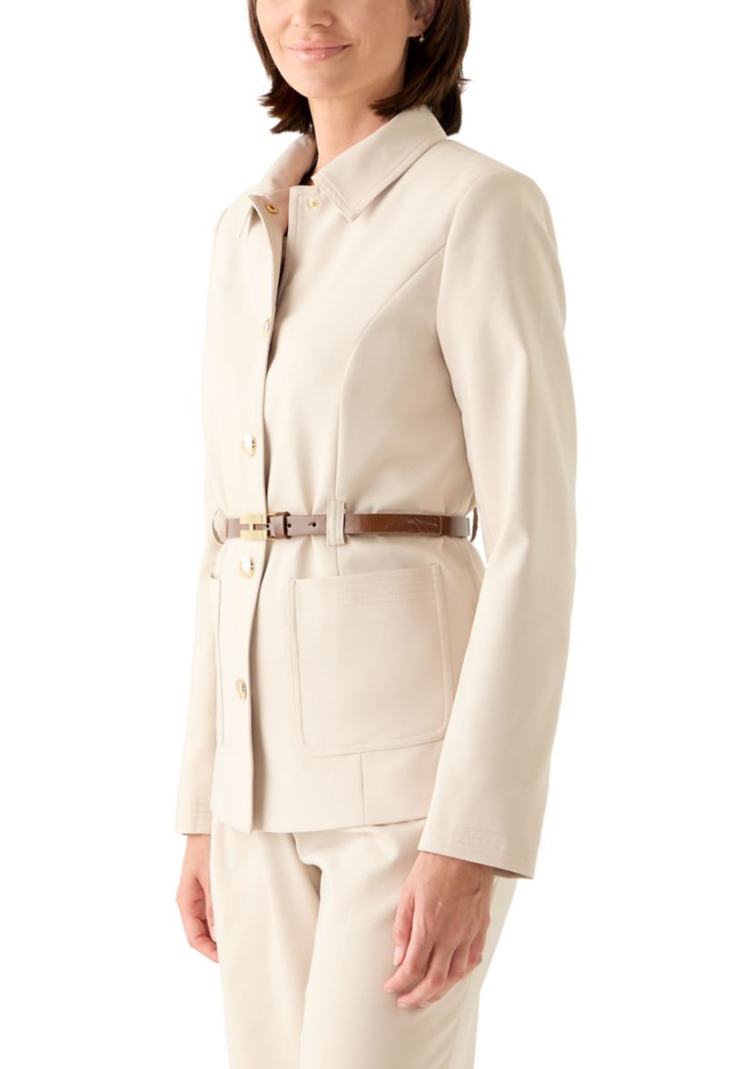 Womens Belted Button Up Blazer