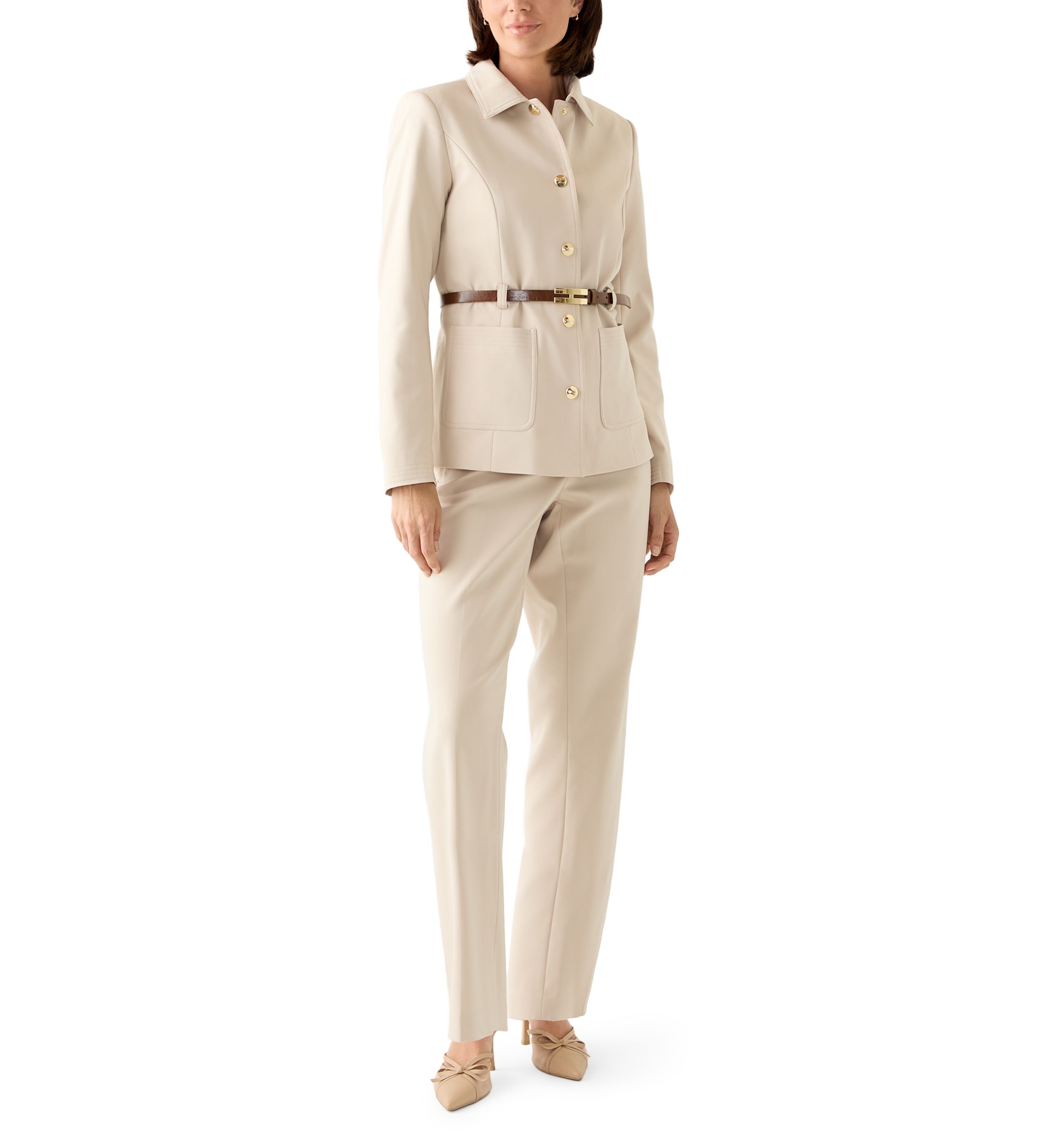 Womens Belted Button Up Blazer