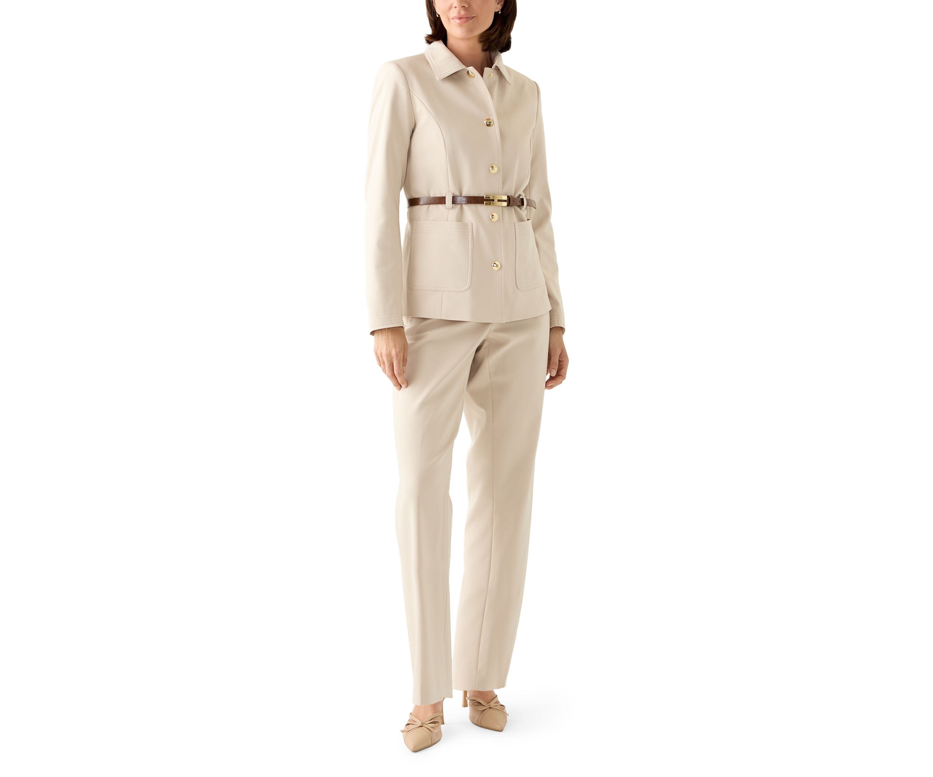 Womens Belted Button Up Blazer