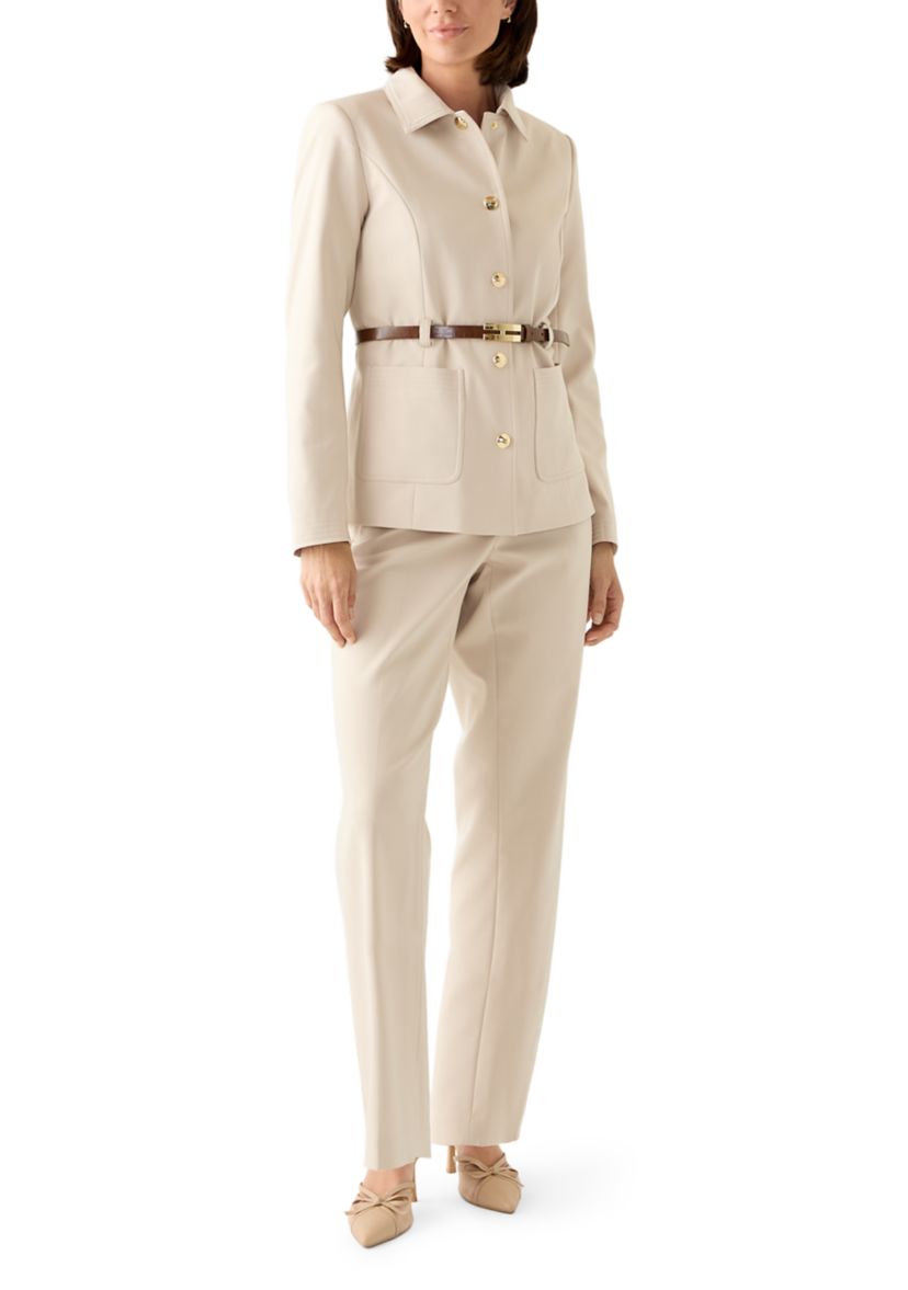 Womens Belted Button Up Blazer