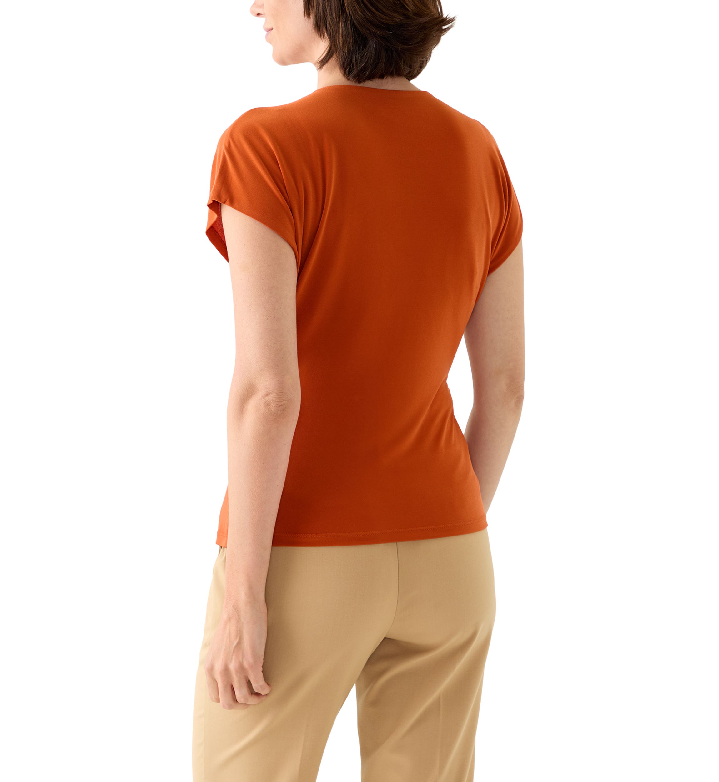 Womens Short Sleeve Jersey Wrap V-Neck Blouse