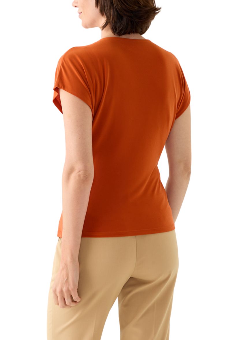 Womens Short Sleeve Jersey Wrap V-Neck Blouse