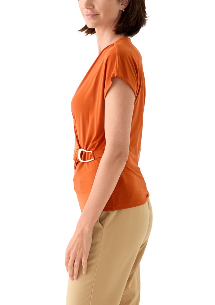 Womens Short Sleeve Jersey Wrap V-Neck Blouse