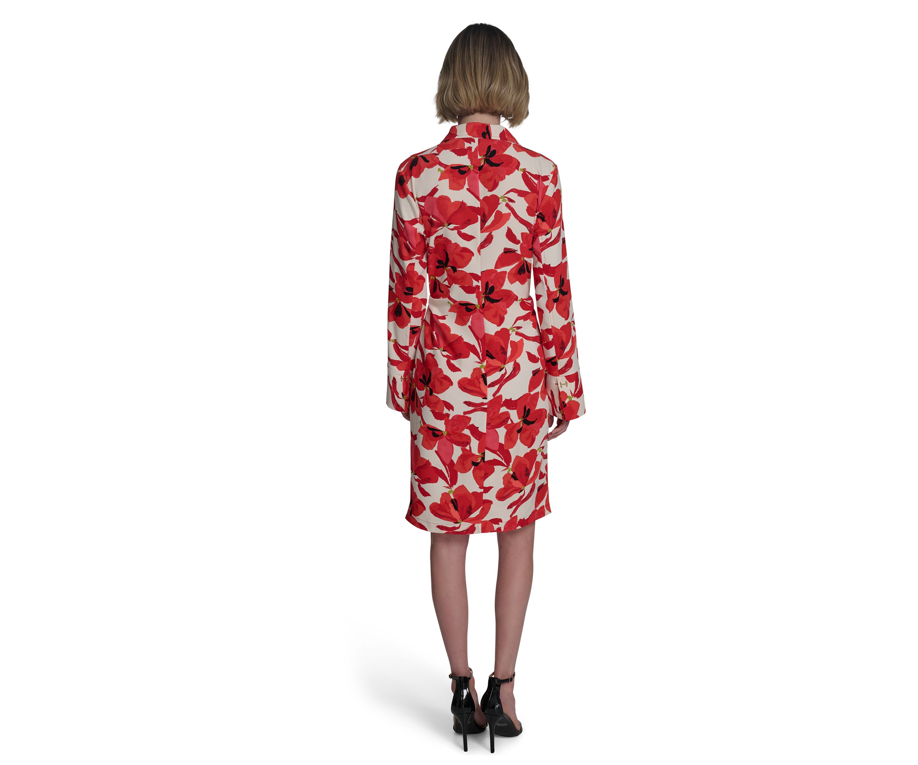 Womens Button Front Printed Collared Shirtdress
