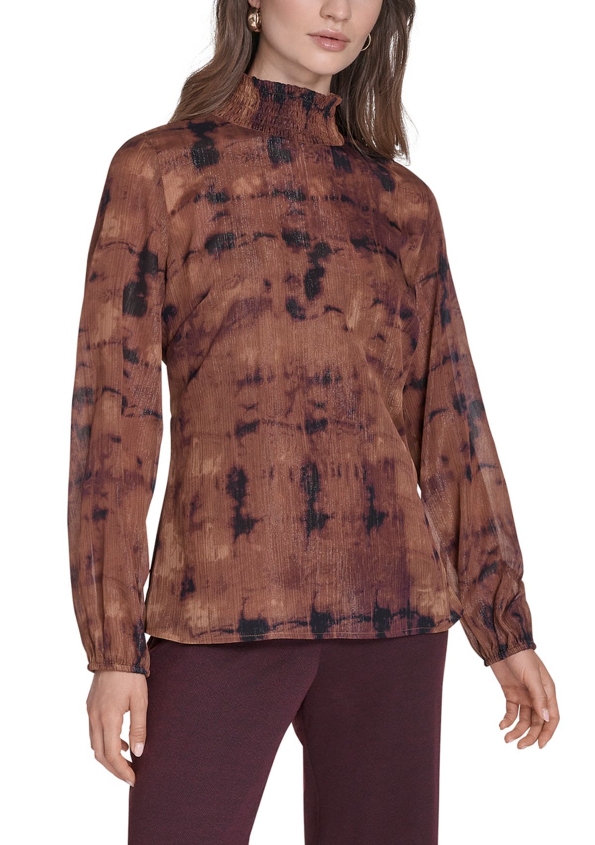 Womens Mock Neck Chiffon Blouse