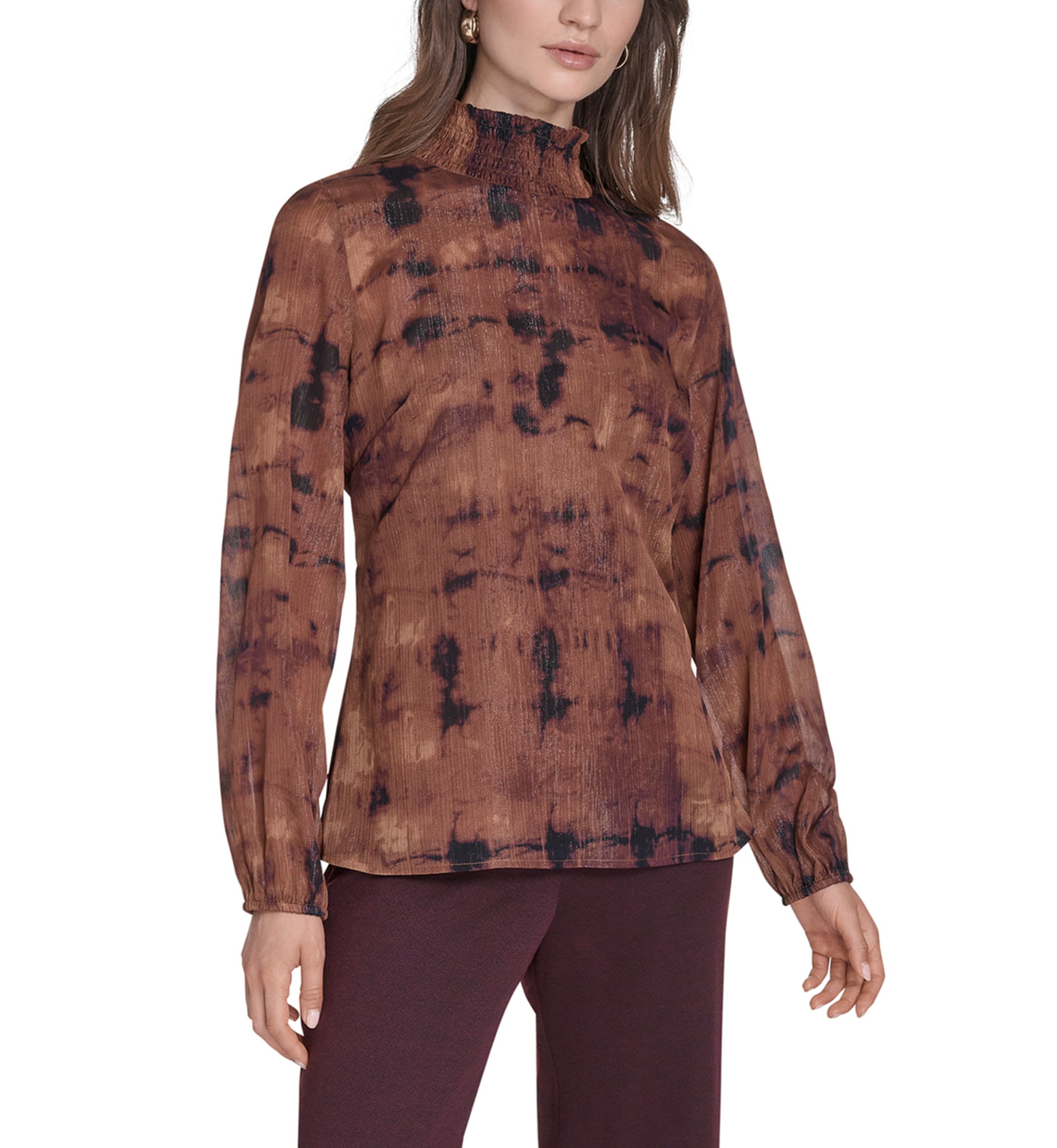 Womens Mock Neck Chiffon Blouse