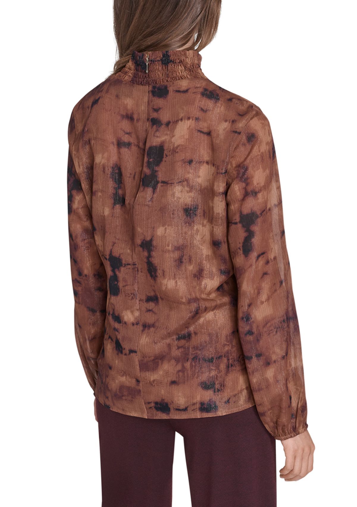 Womens Mock Neck Chiffon Blouse