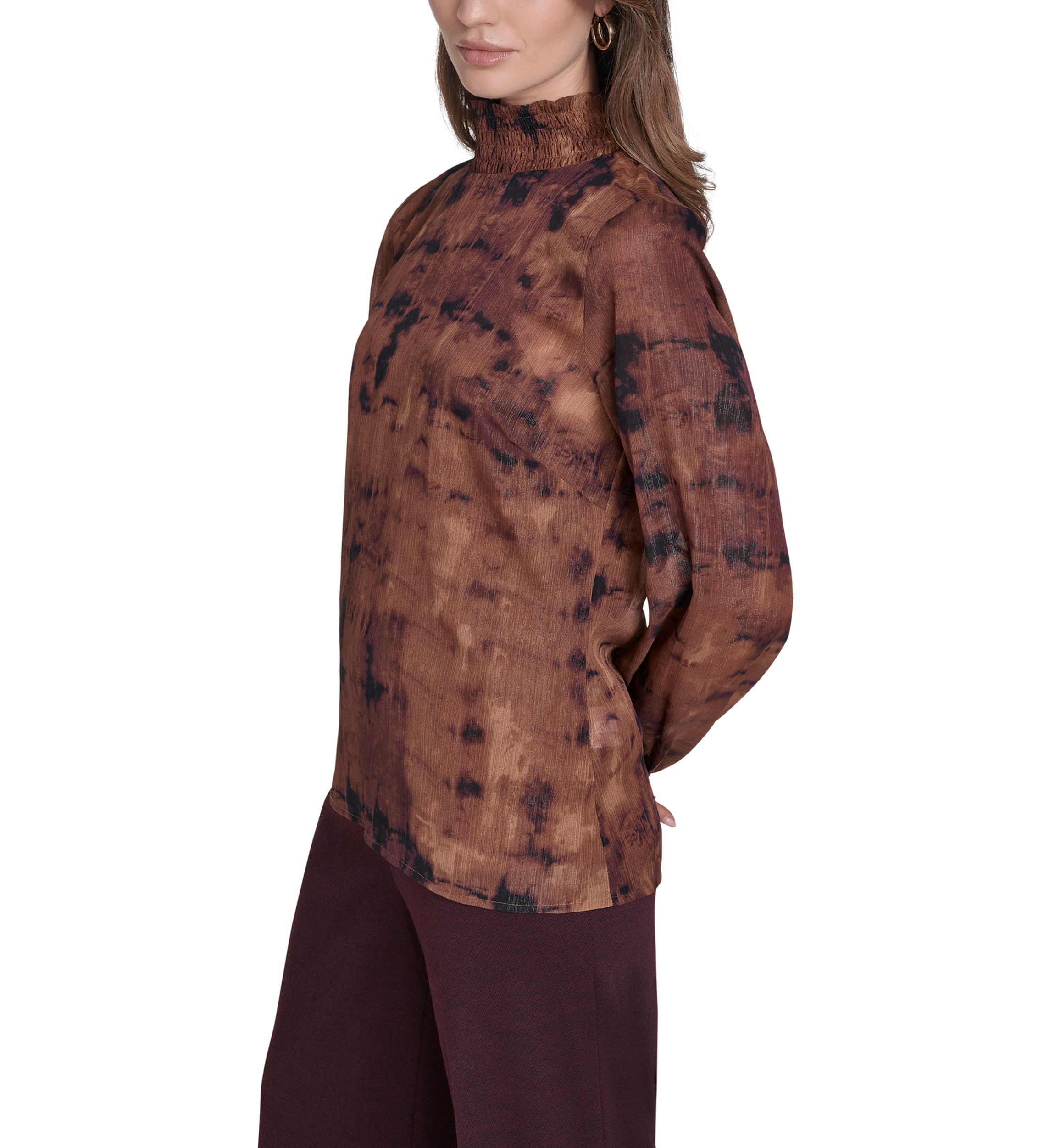Womens Mock Neck Chiffon Blouse