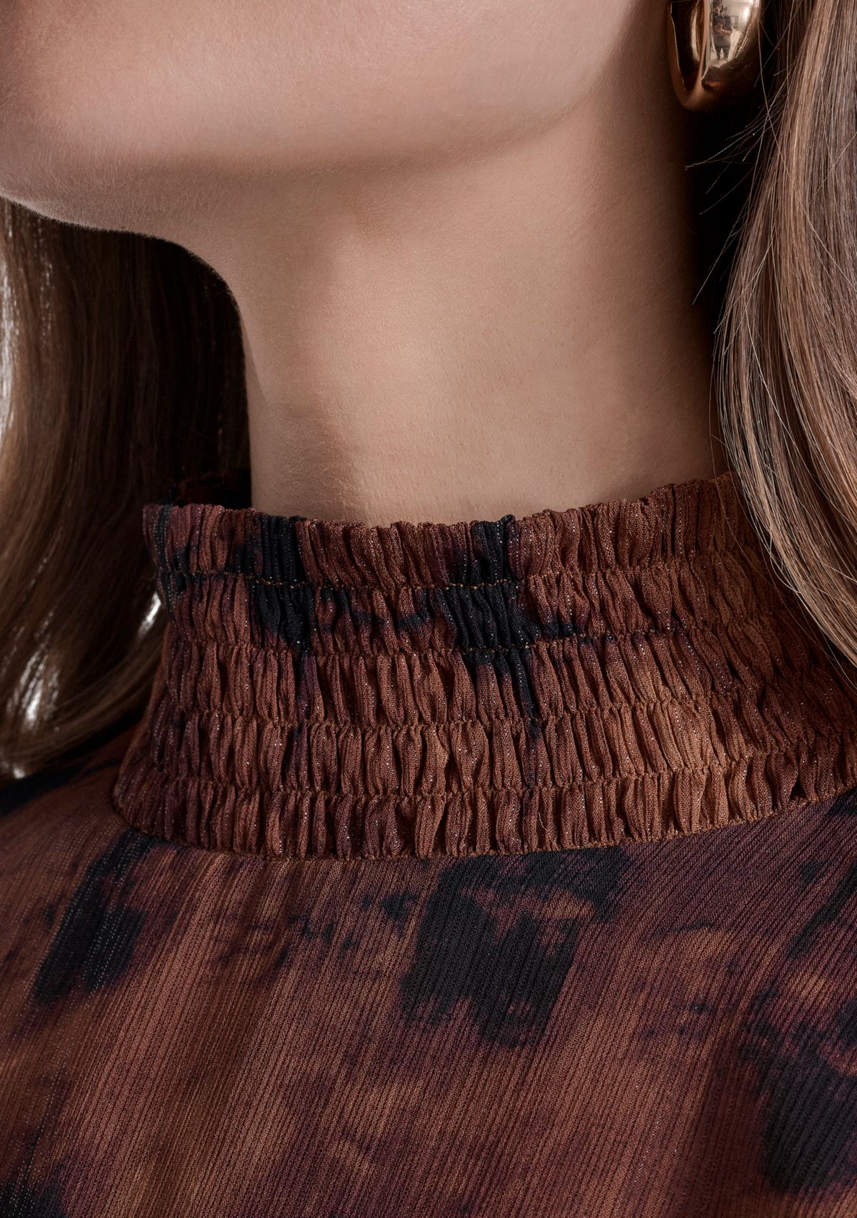 Womens Mock Neck Chiffon Blouse