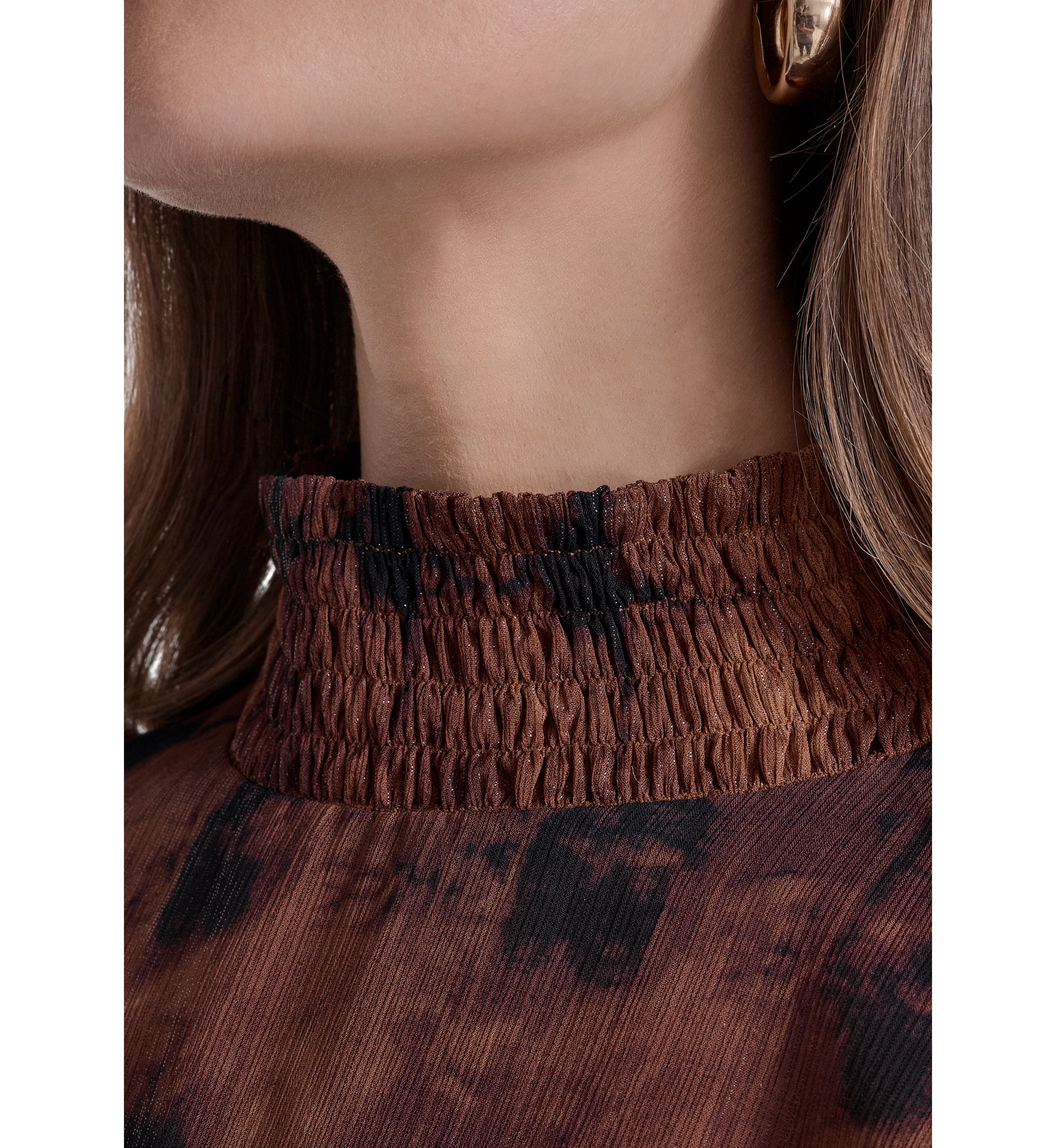Womens Mock Neck Chiffon Blouse